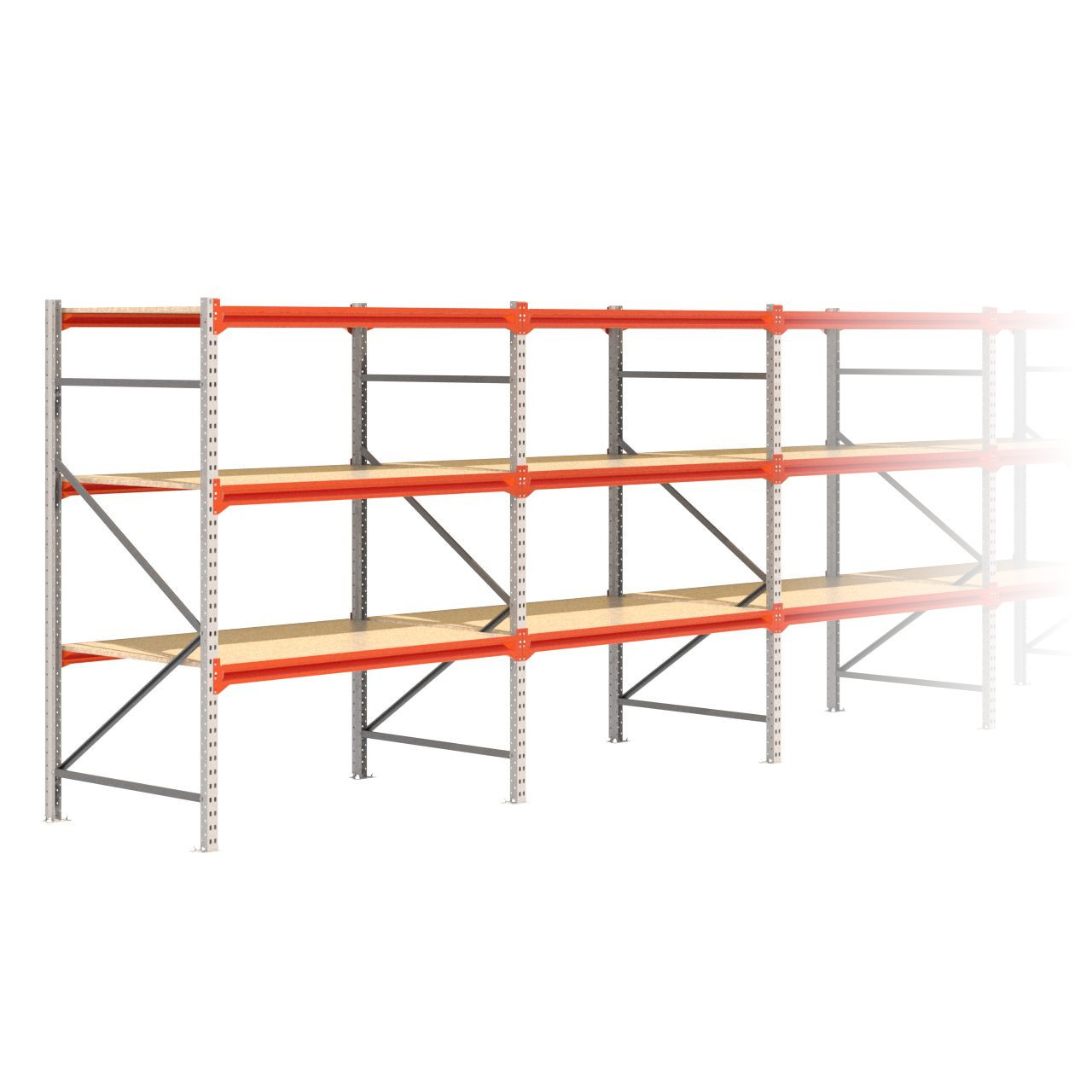 Grootvakstelling 2.000 mm x 7.900 mm x 1.000 mm (HxLxD) - 3 niveaus GALVA