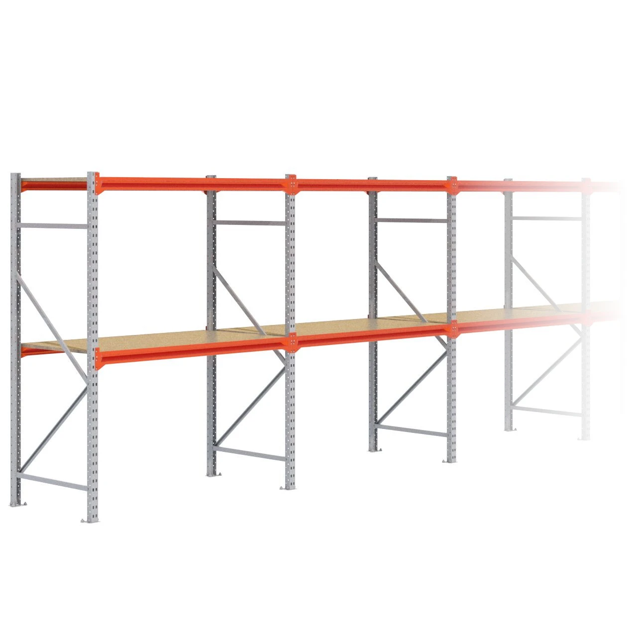 Grootvakstelling 2.000 mm x 7.900 mm x 800 mm (HxLxD) - 2 niveaus GALVA