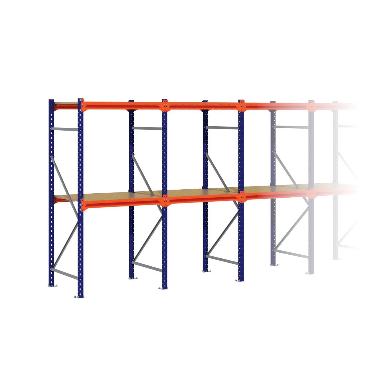 Grootvakstelling 2.000 mm x 6.700 mm x 800 mm (HxLxD) - 2 niveaus