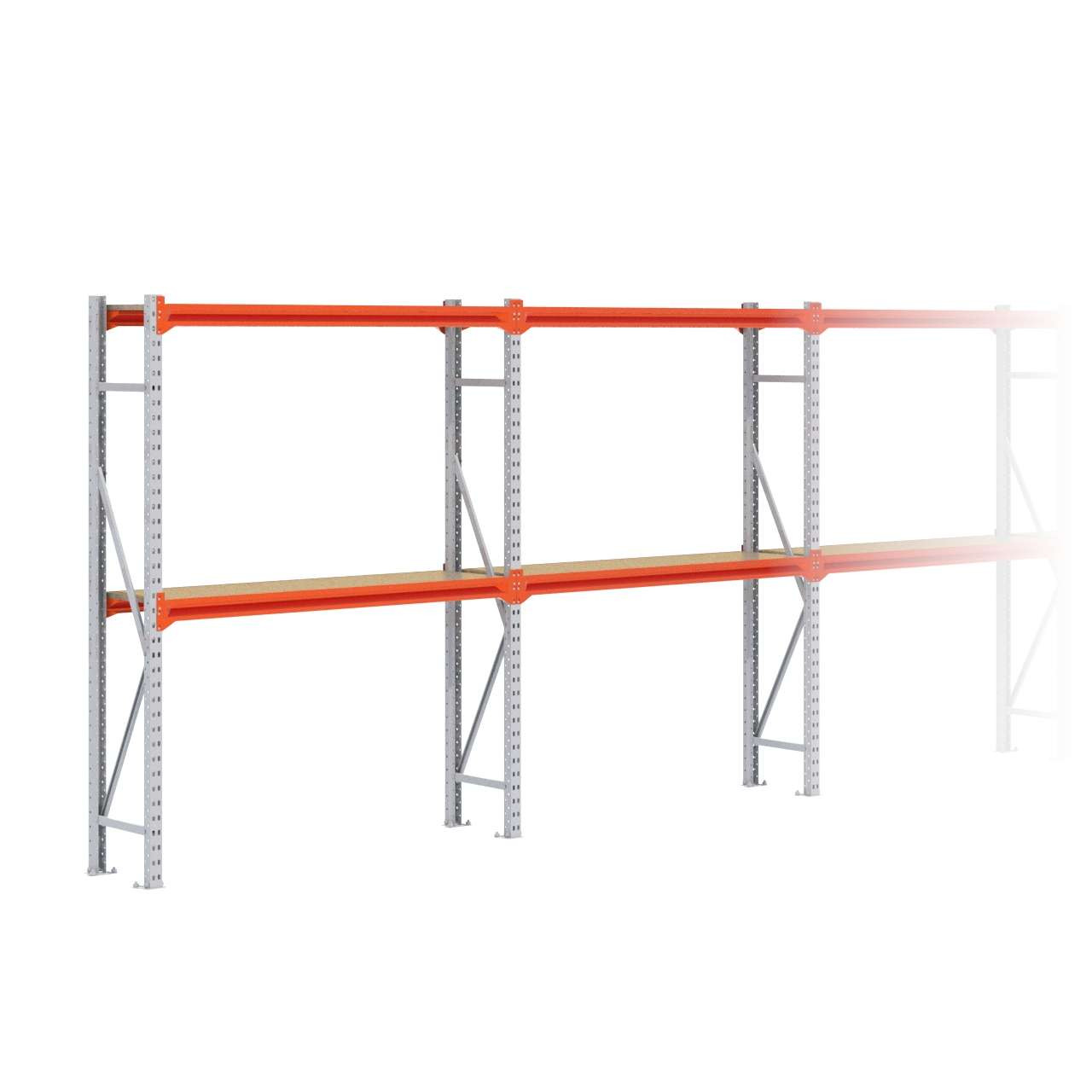 Grootvakstelling 2.000 mm x 14.100 mm x 400 mm (HxLxD) - 2 niveaus GALVA