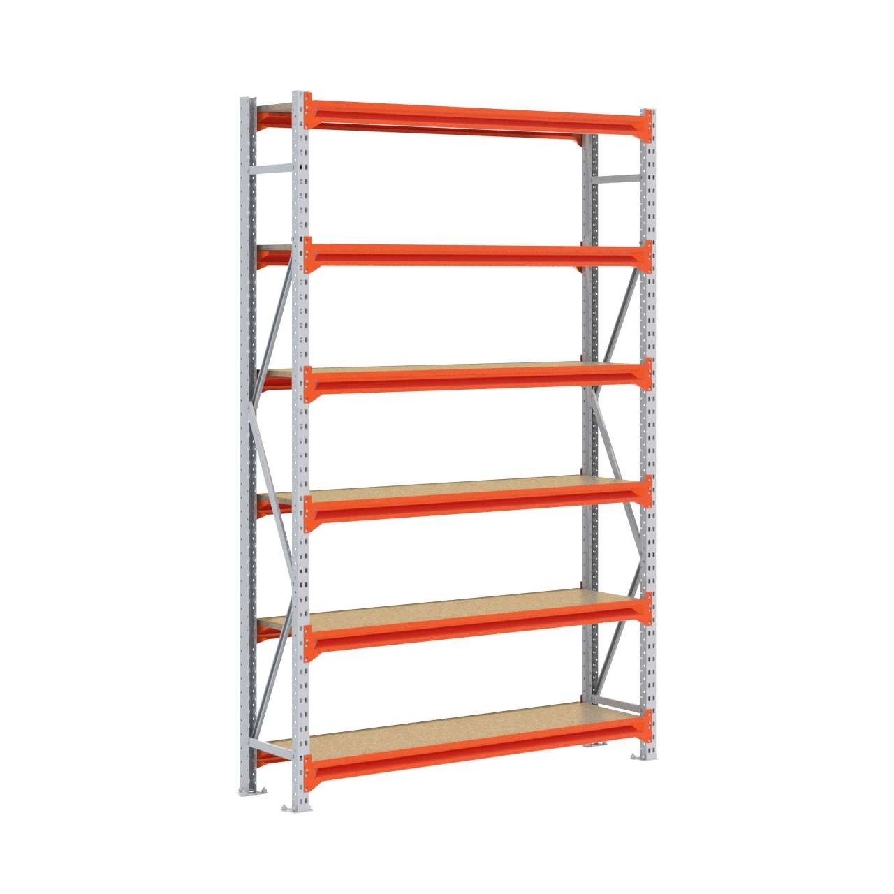 Grootvakstelling 2.500 mm x 1.600 mm x 400 mm (HxLxD) - 6 niveaus GALVA