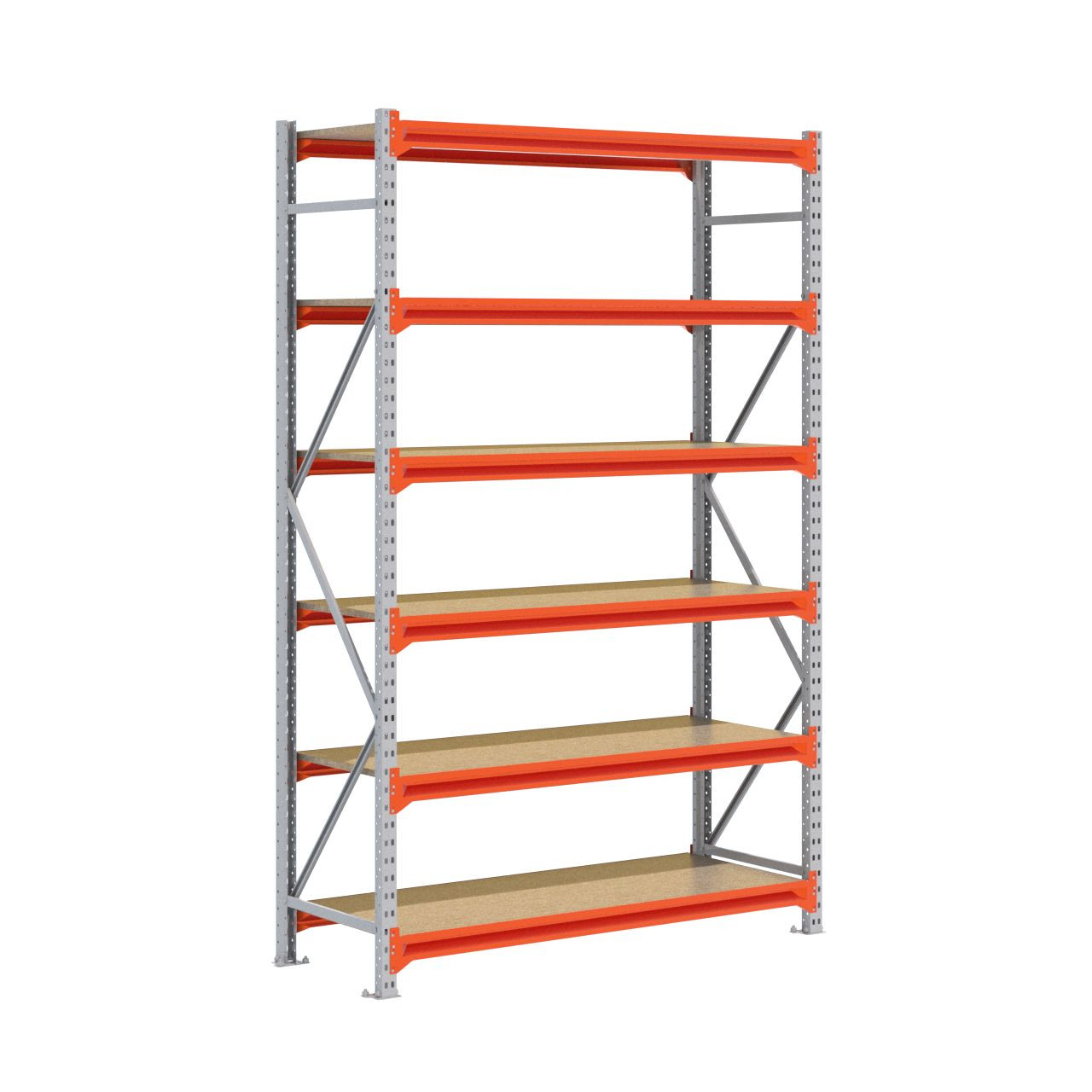 Grootvakstelling 2.500 mm x 1.600 mm x 600 mm (HxLxD) - 6 niveaus GALVA