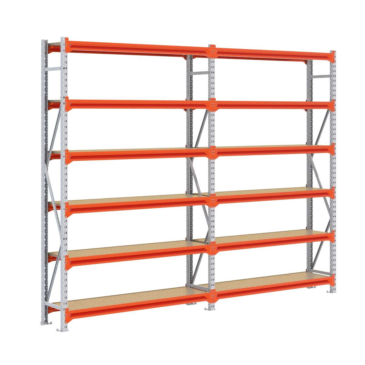 Grootvakstelling 2.500 mm x 3.200 mm x 400 mm (HxLxD) - 6 niveaus GALVA