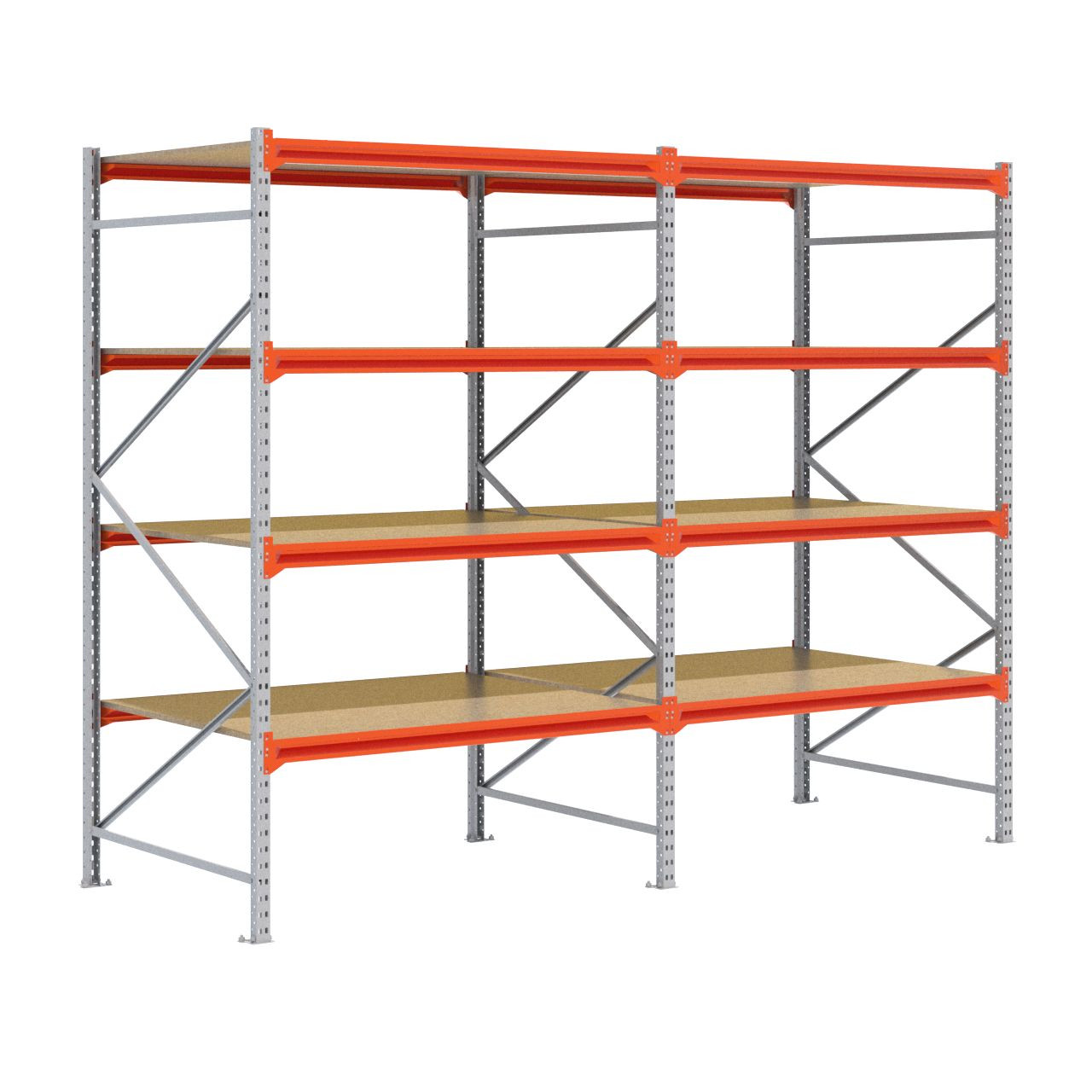 Grootvakstelling 2.500 mm x 3.200 mm x 1.200 mm (HxLxD) - 4 niveaus GALVA