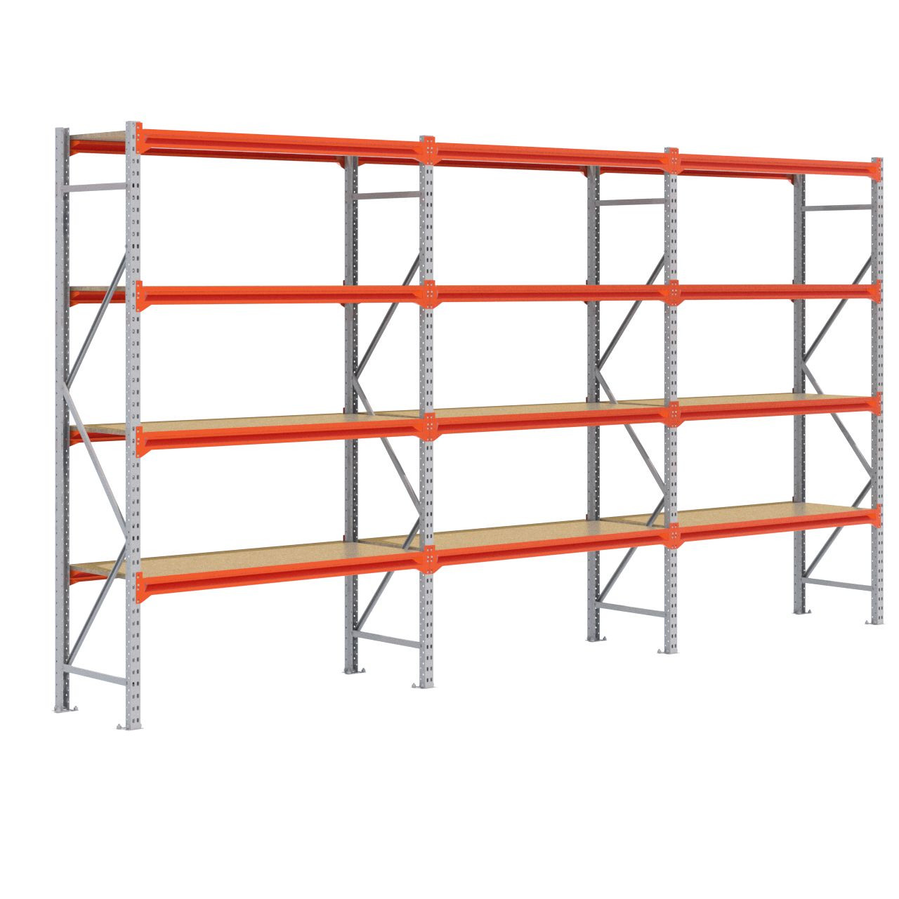 Grootvakstelling 2.500 mm x 4.700 mm x 600 mm (HxLxD) - 4 niveaus (Liggerlengte 1.500 mm) GALVA