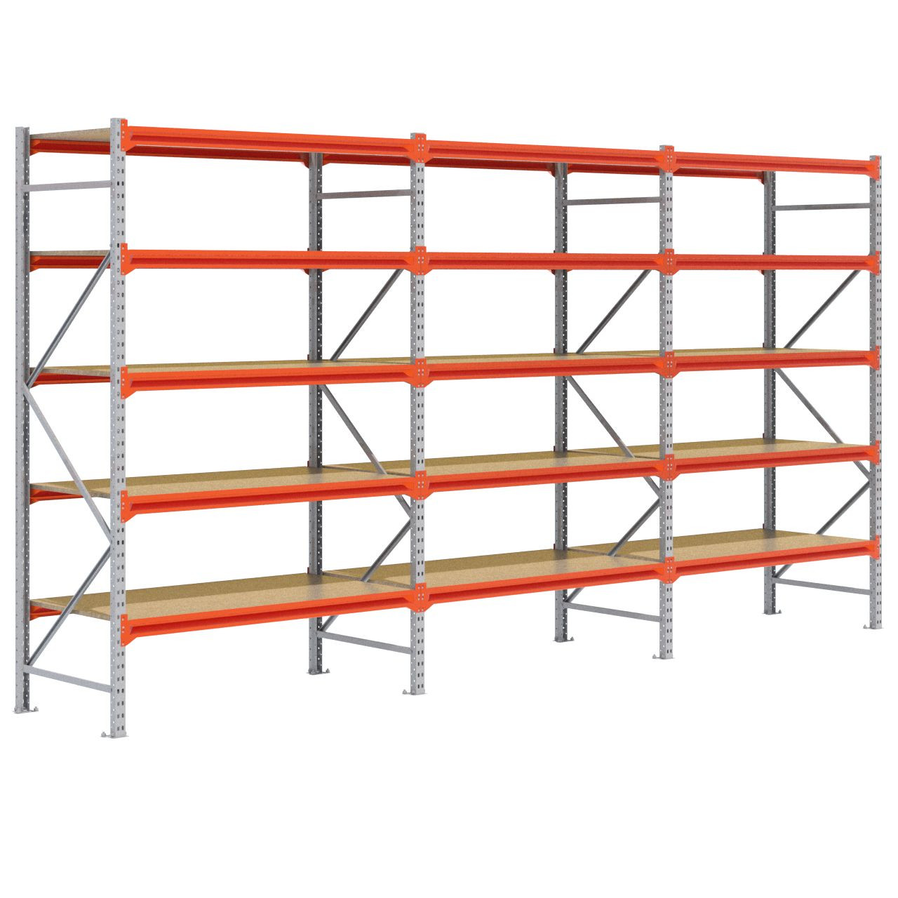 Grootvakstelling 2.500 mm x 4.700 mm x 800 mm (HxLxD) - 5 niveaus (Liggerlengte 1.500 mm) GALVA