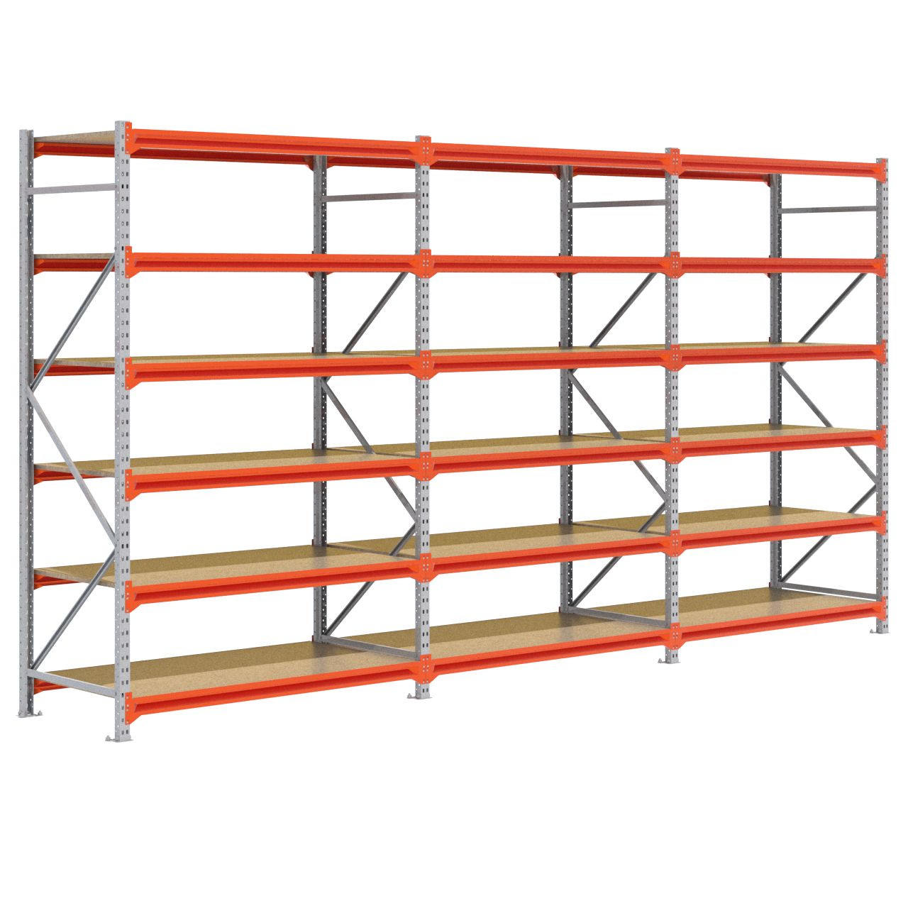 Grootvakstelling 2.500 mm x 4.700 mm x 800 mm (HxLxD) - 6 niveaus (Liggerlengte 1.500 mm) GALVA