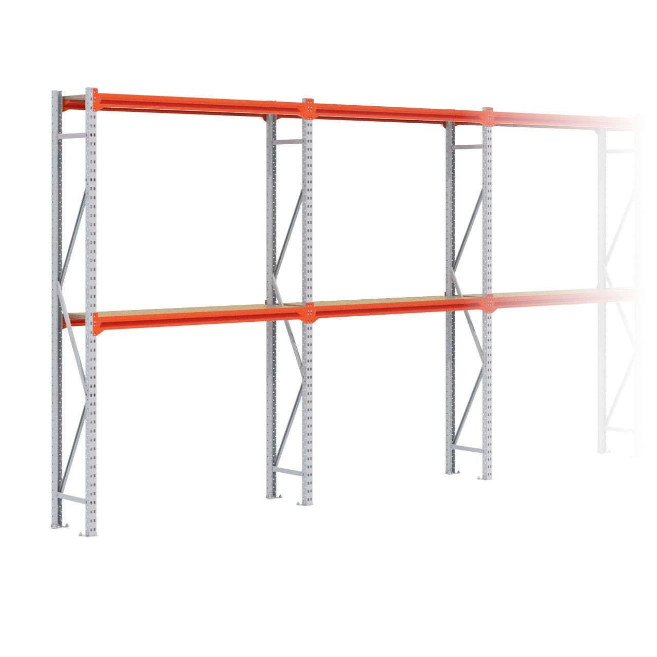 Grootvakstelling 2.500 mm x 6.300 mm x 400 mm (HxLxD) - 2 niveaus GALVA