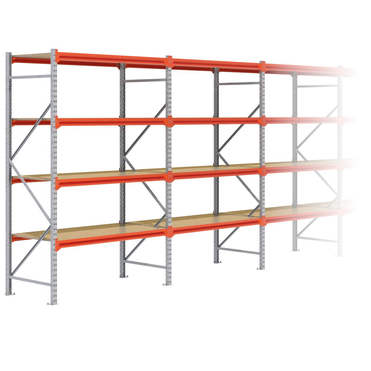 Grootvakstelling 2.500 mm x 6.300 mm x 800 mm (HxLxD) - 4 niveaus GALVA