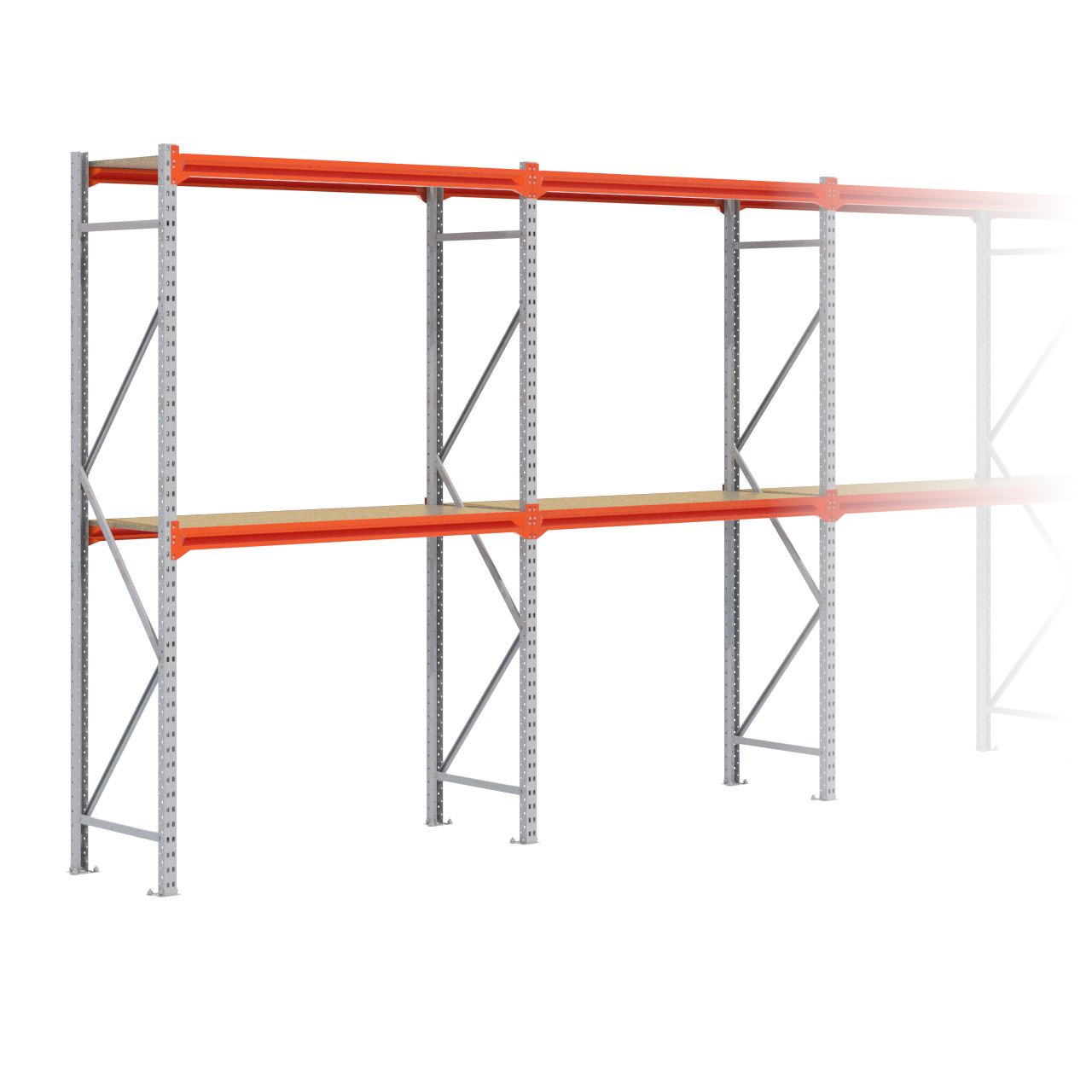 Grootvakstelling 2.500 mm x 7.900 mm x 600 mm (HxLxD) - 2 niveaus GALVA
