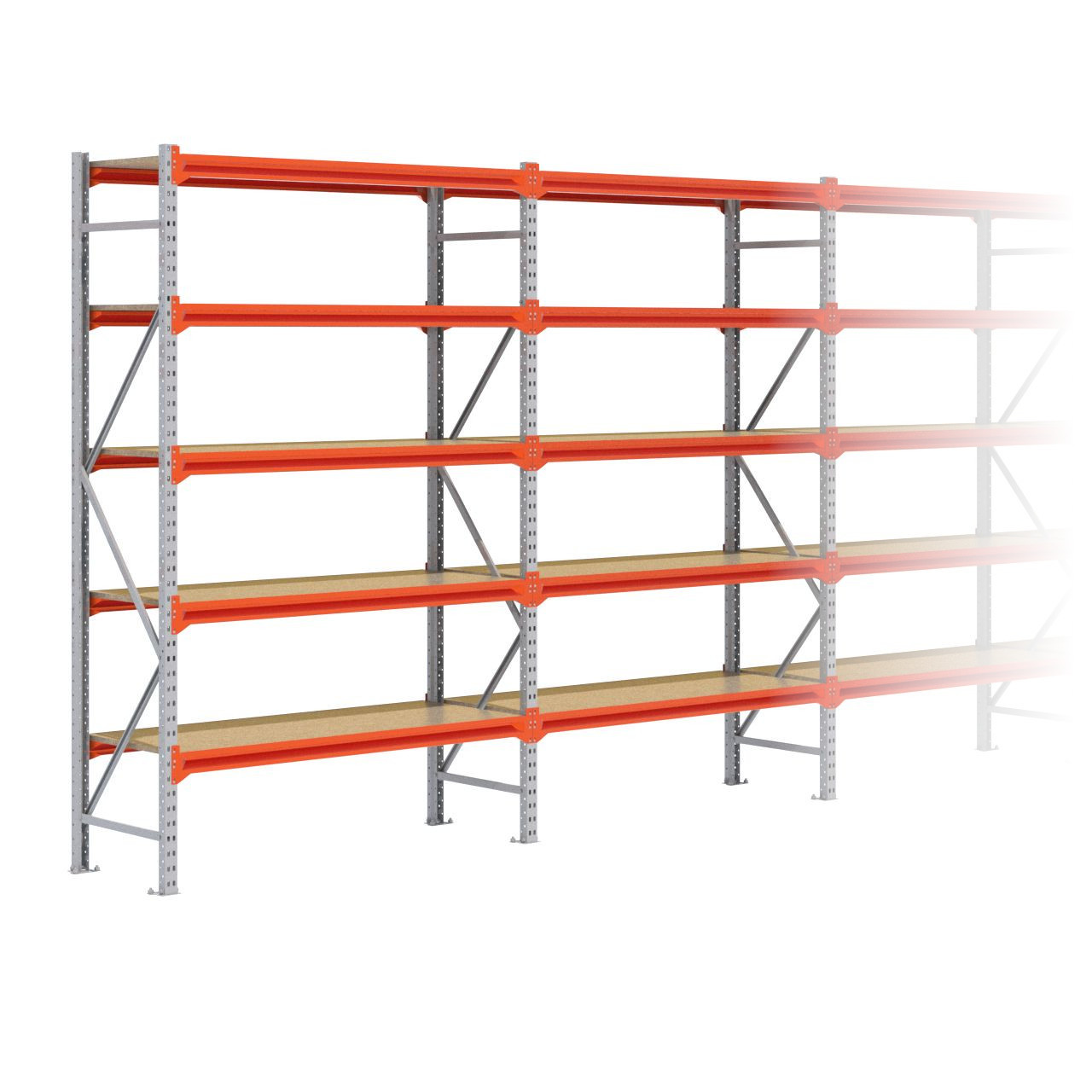 Grootvakstelling 2.500 mm x 7.900 mm x 600 mm (HxLxD) - 5 niveaus GALVA