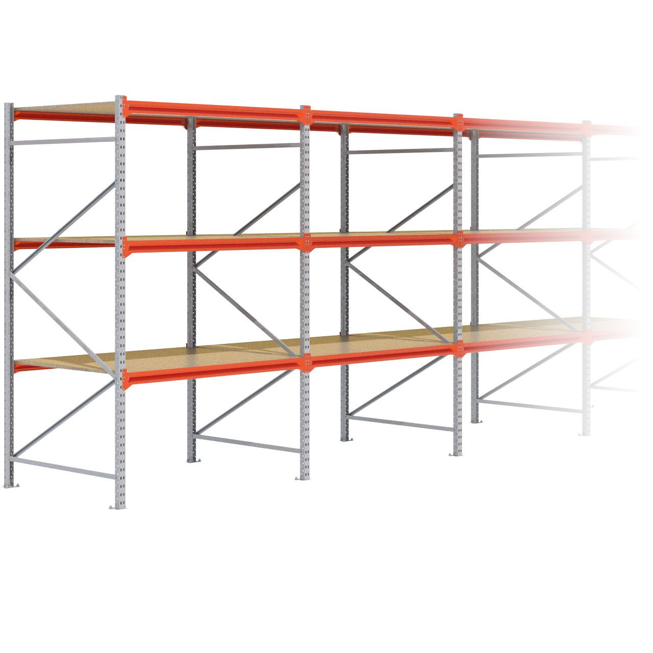 Grootvakstelling 2.500 mm x 7.900 mm x 1.200 mm (HxLxD) - 3 niveaus GALVA
