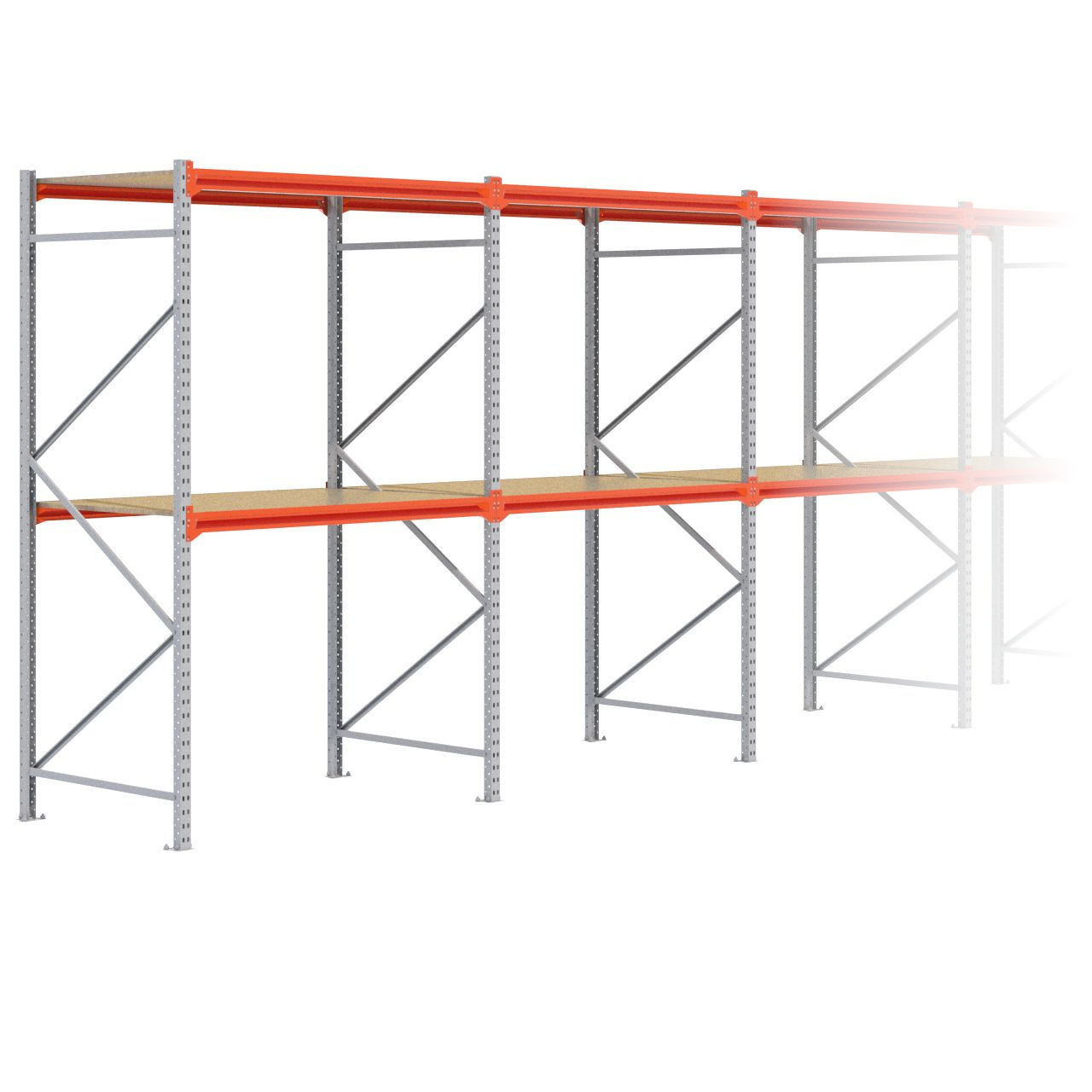 Grootvakstelling 2.500 mm x 9.400 mm x 1.000 mm (HxLxD) - 2 niveaus GALVA