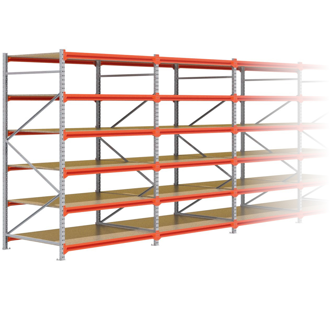 Grootvakstelling 2.500 mm x 9.400 mm x 1.200 mm (HxLxD) - 6 niveaus GALVA