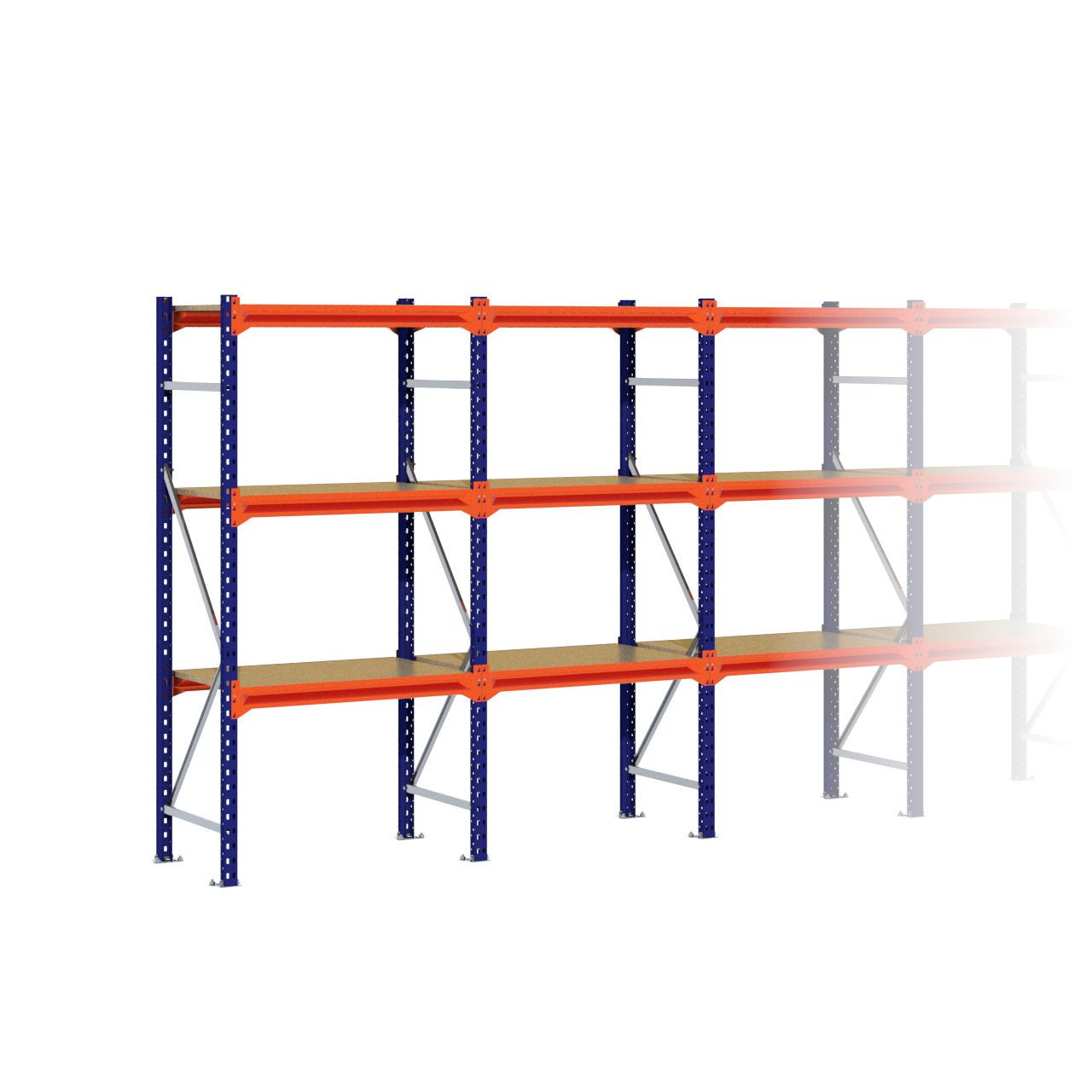 Grootvakstelling 2.000 mm x 7.650 mm x 600 mm (HxLxD) - 3 niveaus