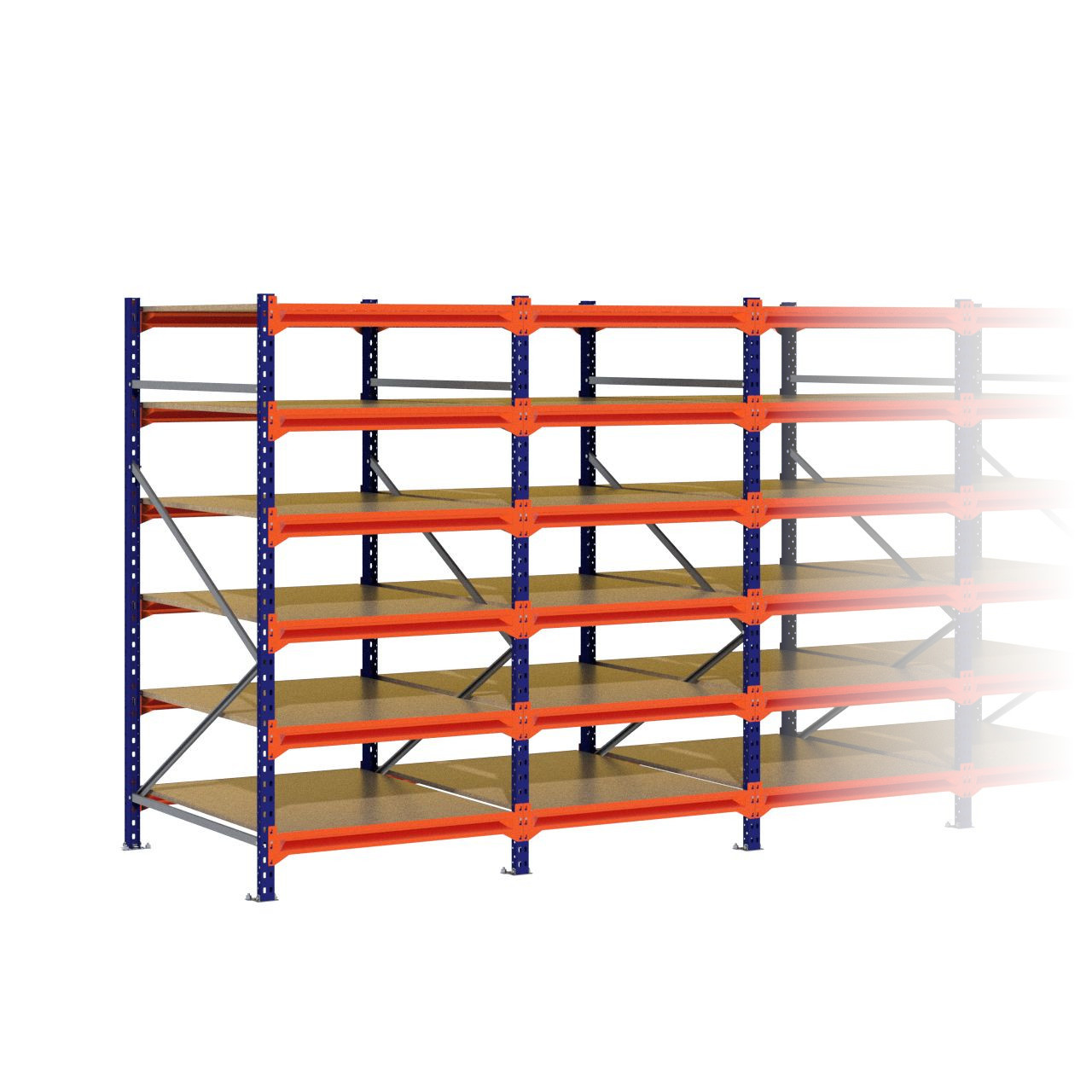 Grootvakstelling 2.000 mm x 7.650 mm x 1.200 mm (HxLxD) - 6 niveaus