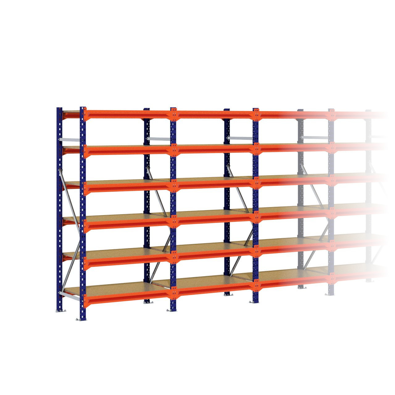 Grootvakstelling 2.000 mm x 7.650 mm x 600 mm (HxLxD) - 6 niveaus