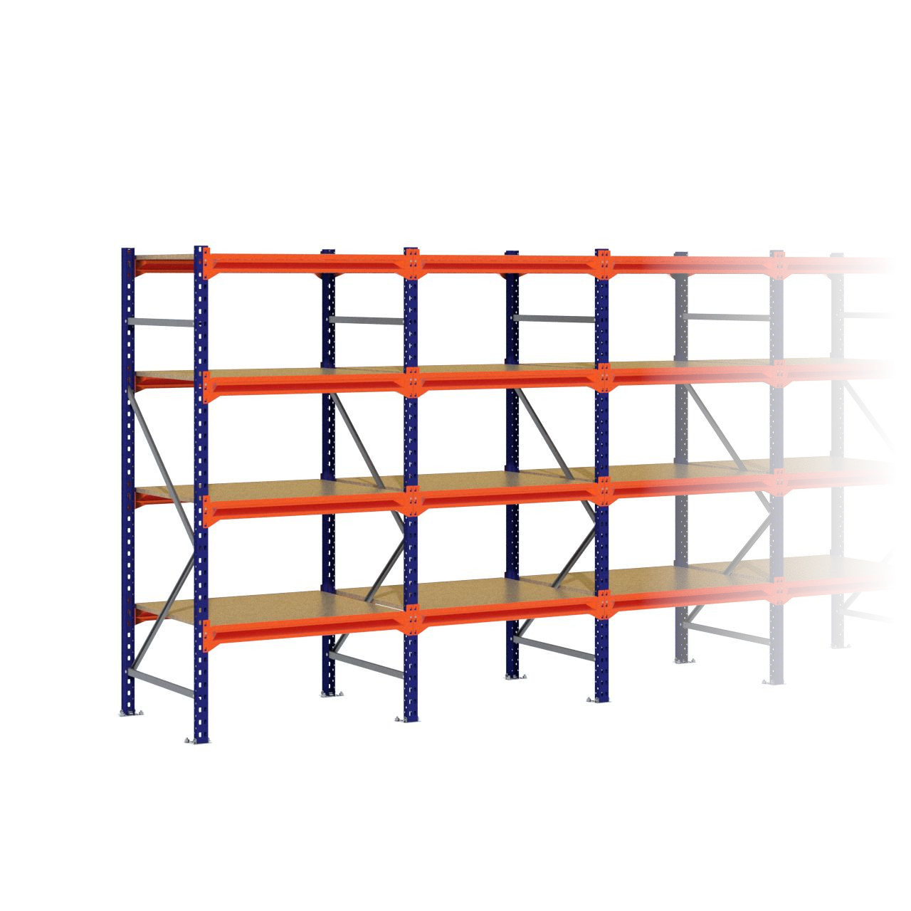 Grootvakstelling 2.000 mm x 7.650 mm x 800 mm (HxLxD) - 4 niveaus