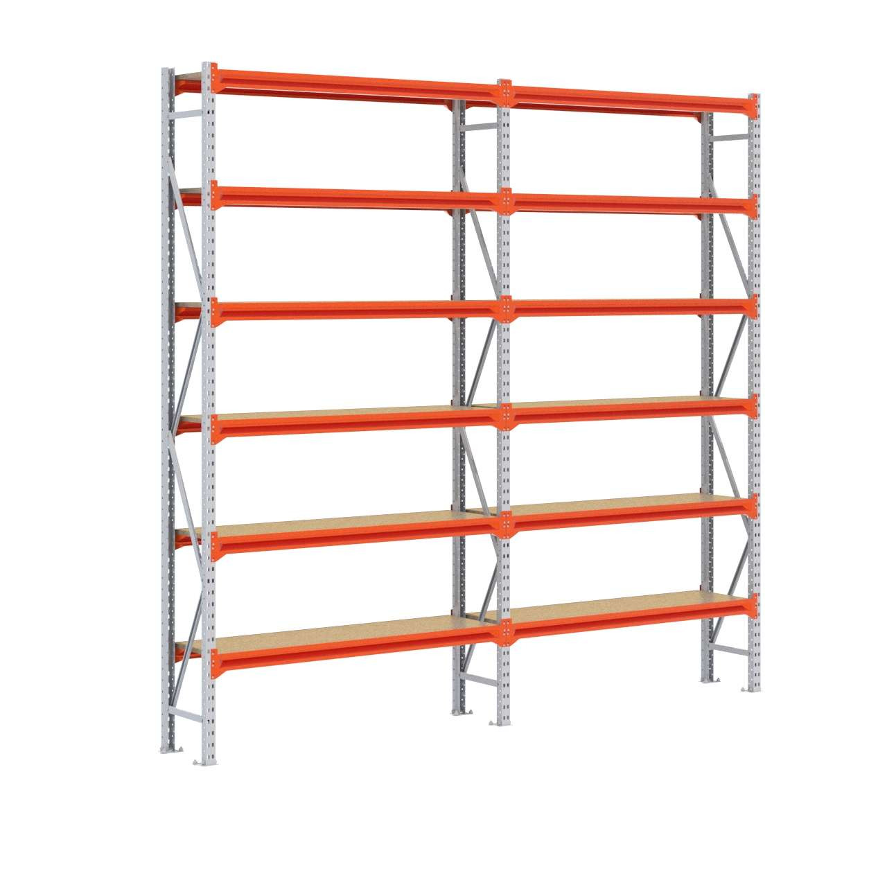 Grootvakstelling 3.000 mm x 3.200 mm x 400 mm (HxLxD) - 6 niveaus GALVA