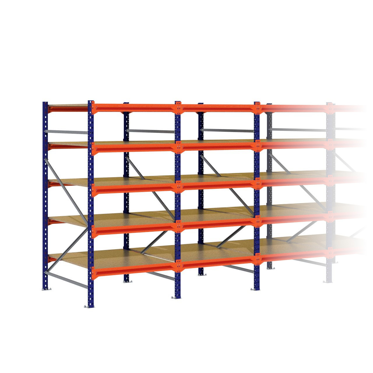 Grootvakstelling 2.000 mm x 8.600 mm x 1.200 mm (HxLxD) - 5 niveaus