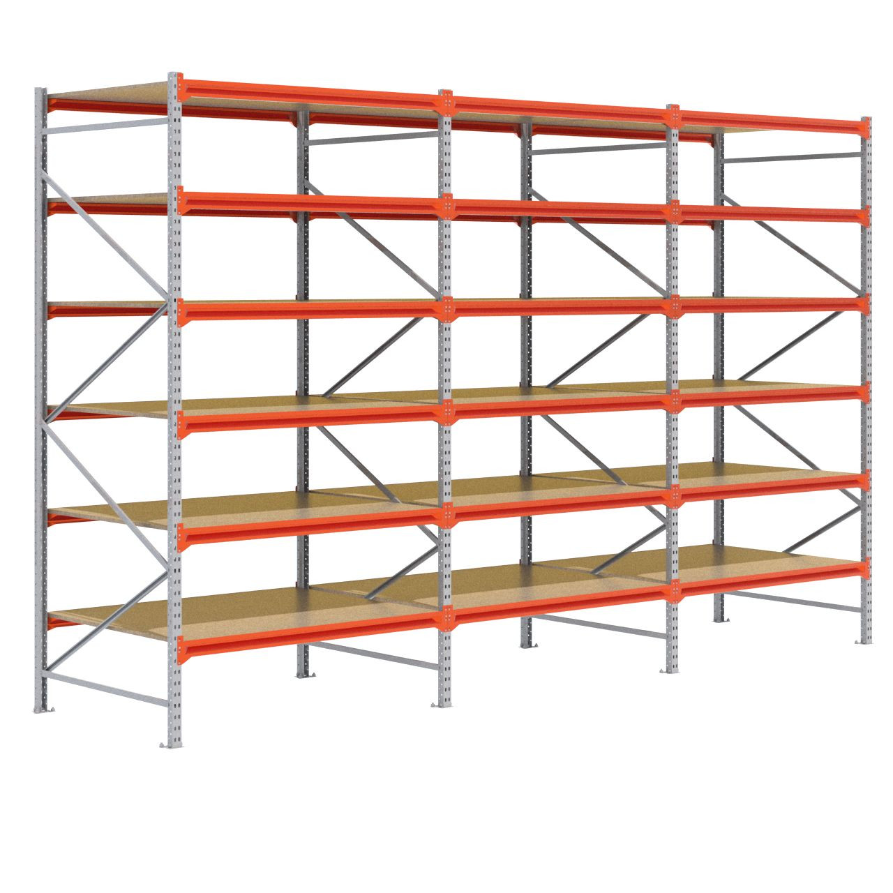 Grootvakstelling 3.000 mm x 4.700 mm x 1.200 mm (HxLxD) - 6 niveaus (Liggerlengte 1.500 mm) GALVA