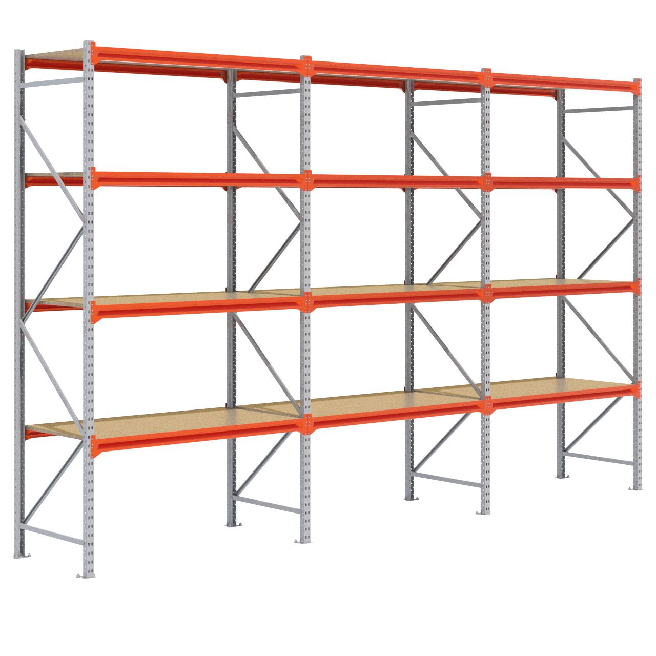 Grootvakstelling 3.000 mm x 4.700 mm x 800 mm (HxLxD) - 4 niveaus (Liggerlengte 1.500 mm) GALVA