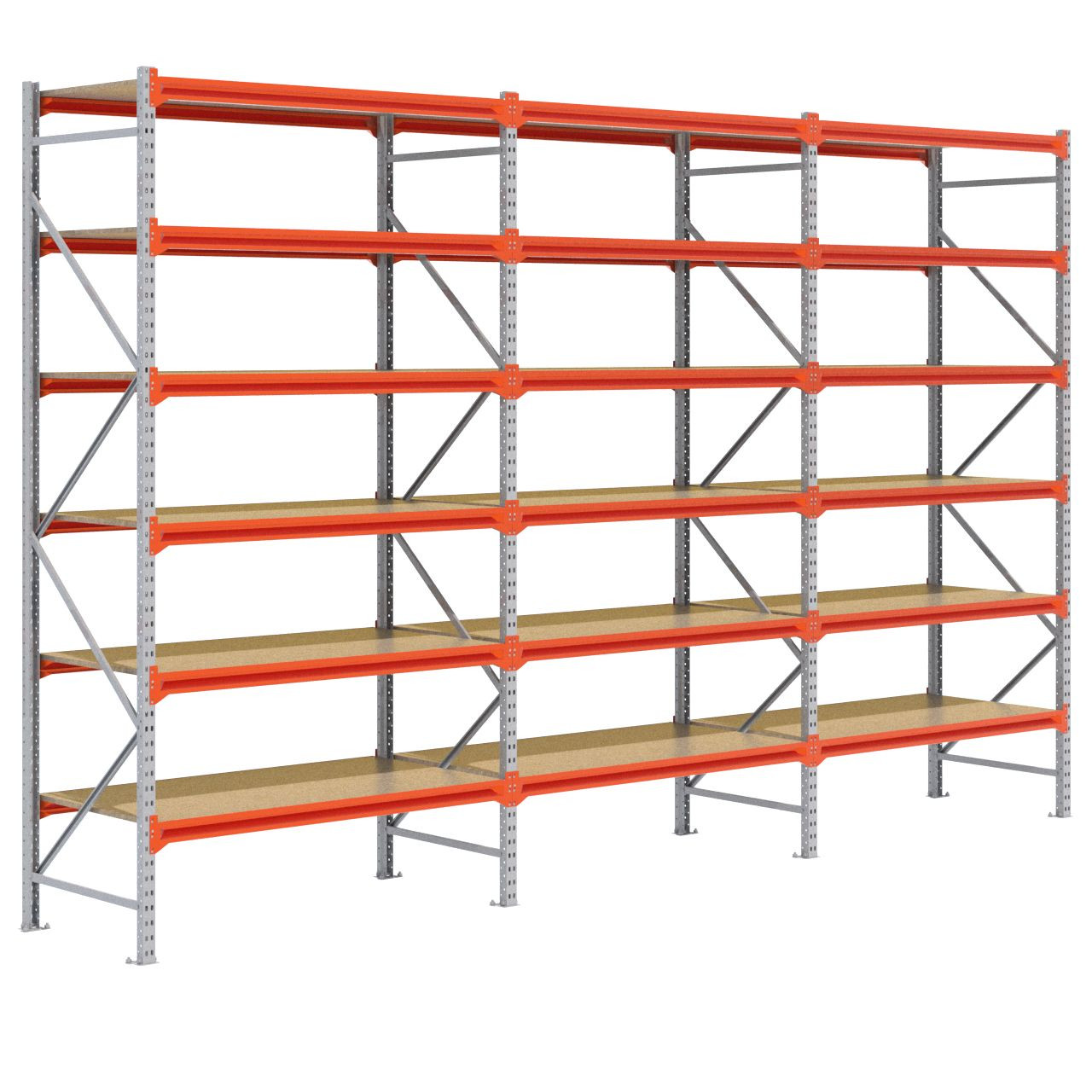 Grootvakstelling 3.000 mm x 4.700 mm x 800 mm (HxLxD) - 6 niveaus (Liggerlengte 1.500 mm) GALVA