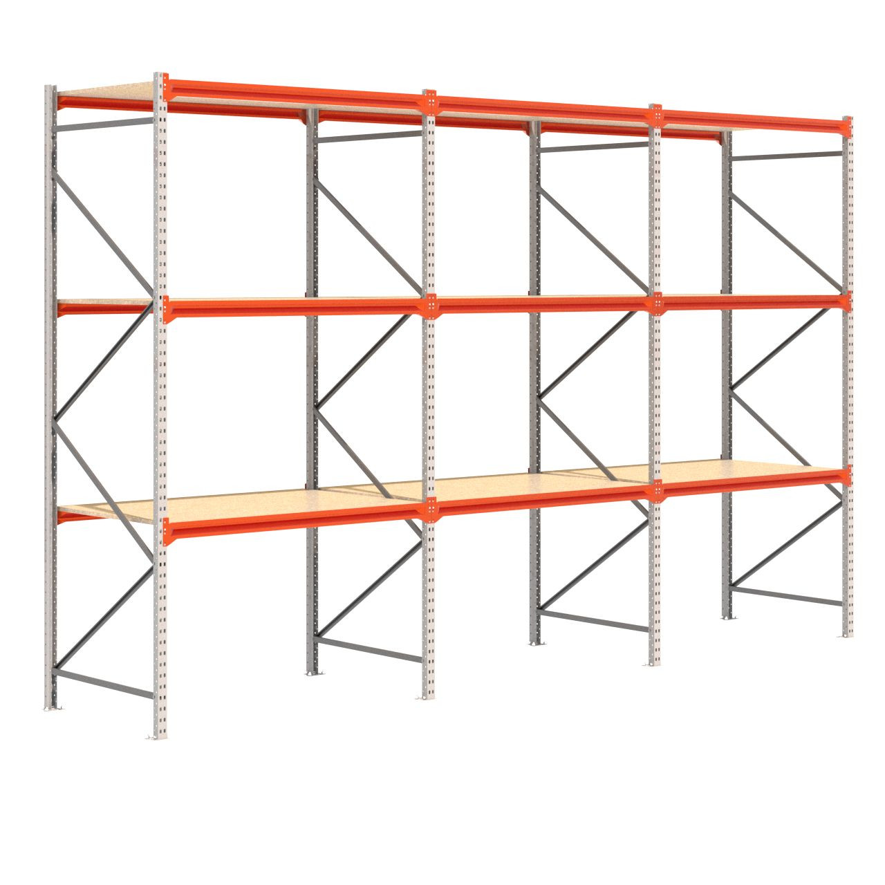 Grootvakstelling 3.000 mm x 4.700 mm x 1.000 mm (HxLxD) - 3 niveaus (Liggerlengte 1.500 mm) GALVA