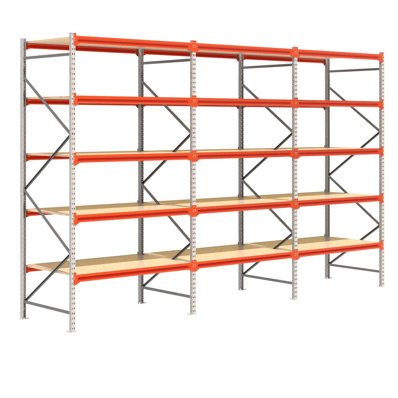 Grootvakstelling 3.000 mm x 4.700 mm x 1.000 mm (HxLxD) - 5 niveaus (Liggerlengte 1.500 mm) GALVA