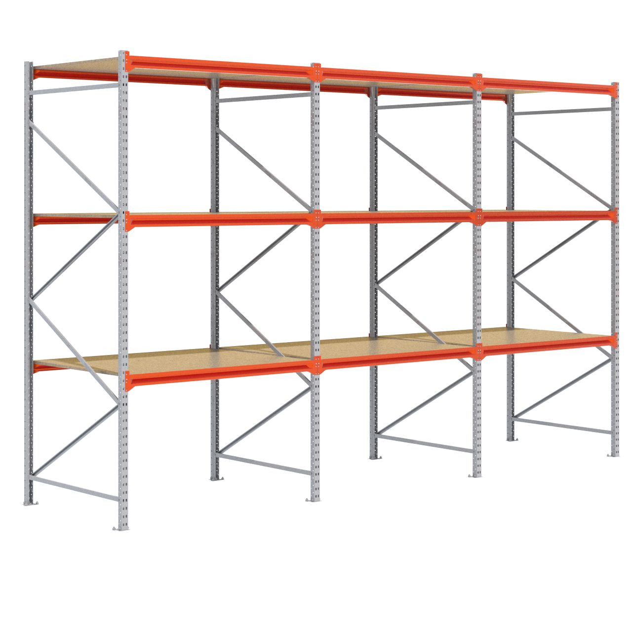 Grootvakstelling 3.000 mm x 4.700 mm x 1.200 mm (HxLxD) - 3 niveaus (Liggerlengte 1.500 mm) GALVA