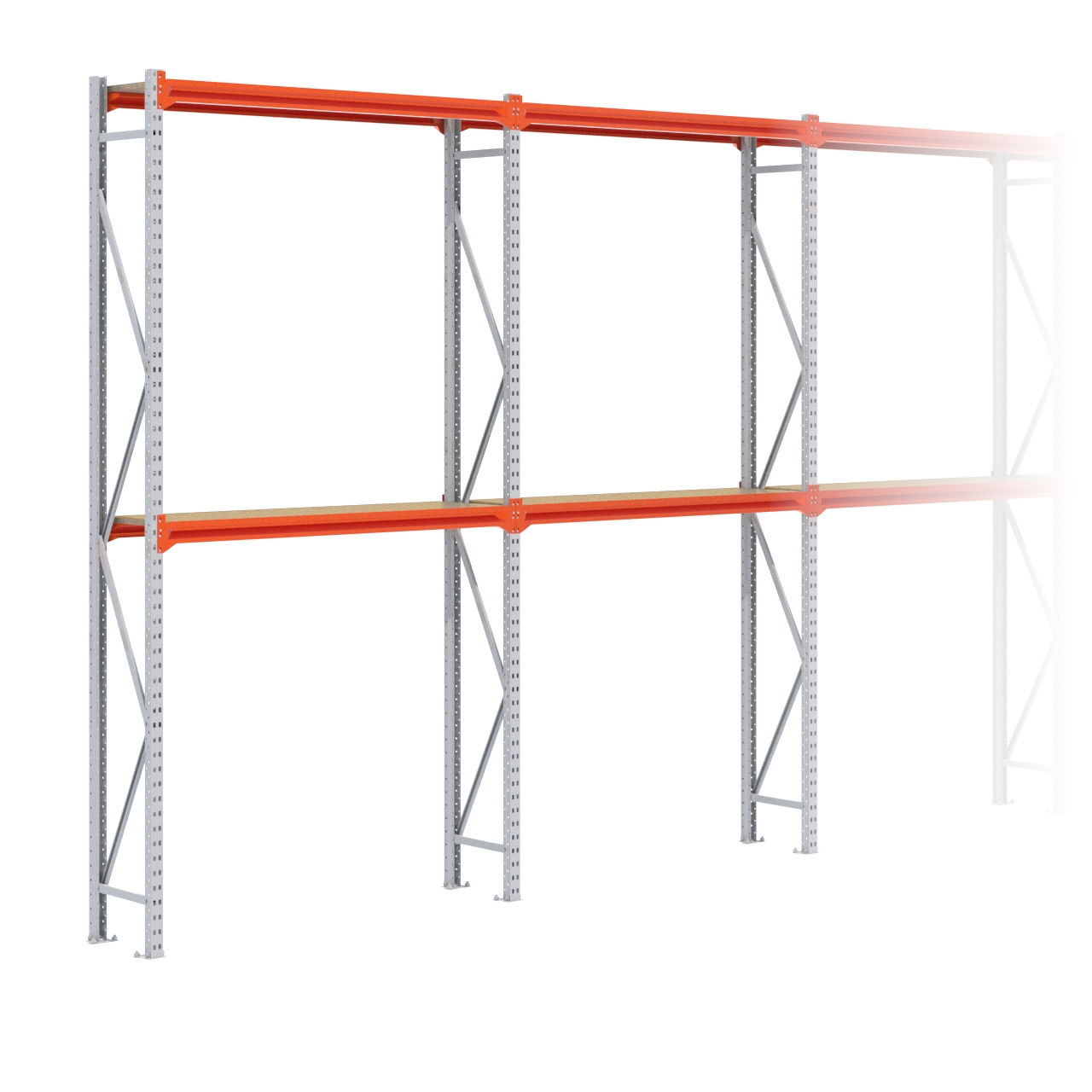 Grootvakstelling 3.000 mm x 7.900 mm x 400 mm (HxLxD) - 2 niveaus GALVA