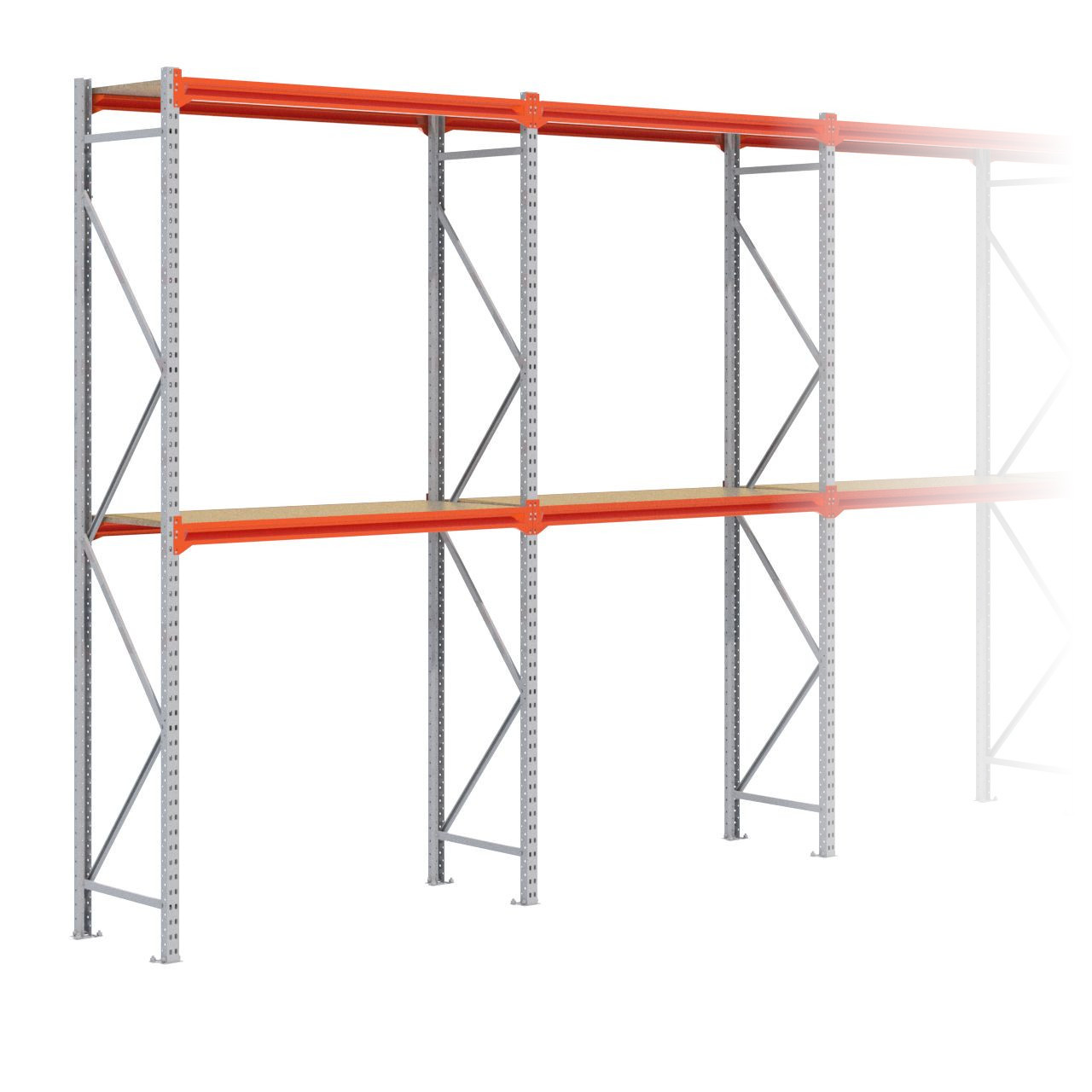 Grootvakstelling 3.000 mm x 7.900 mm x 600 mm (HxLxD) - 2 niveaus GALVA