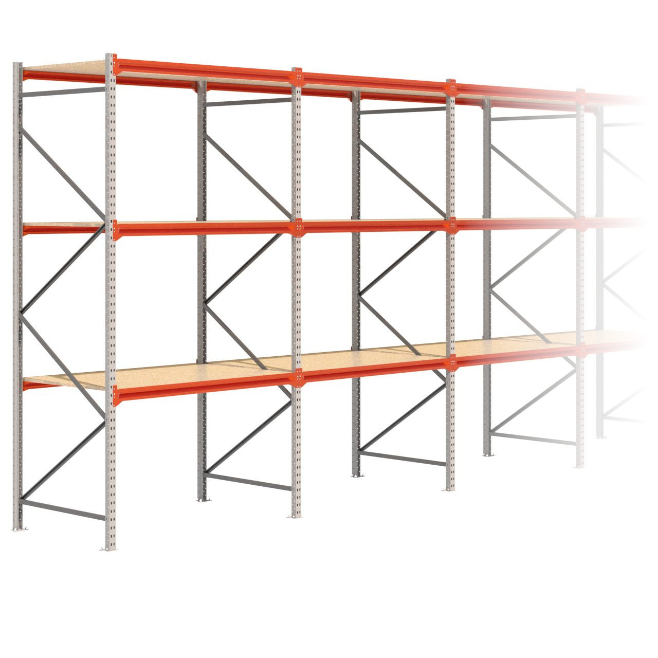Grootvakstelling 3.000 mm x 9.400 mm x 1.000 mm (HxLxD) - 3 niveaus GALVA