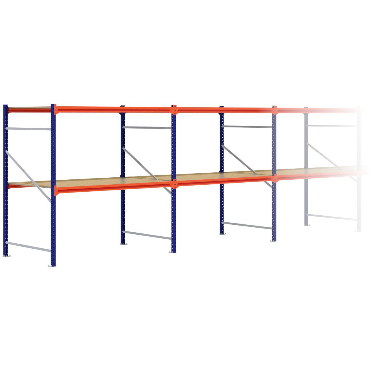 Grootvakstelling 2.000 mm x 9.600 mm x 1.200 mm (HxLxD) - 2 niveaus