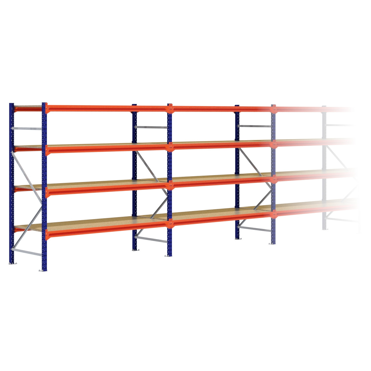 Grootvakstelling 2.000 mm x 13.400 mm x 800 mm (HxLxD) - 4 niveaus
