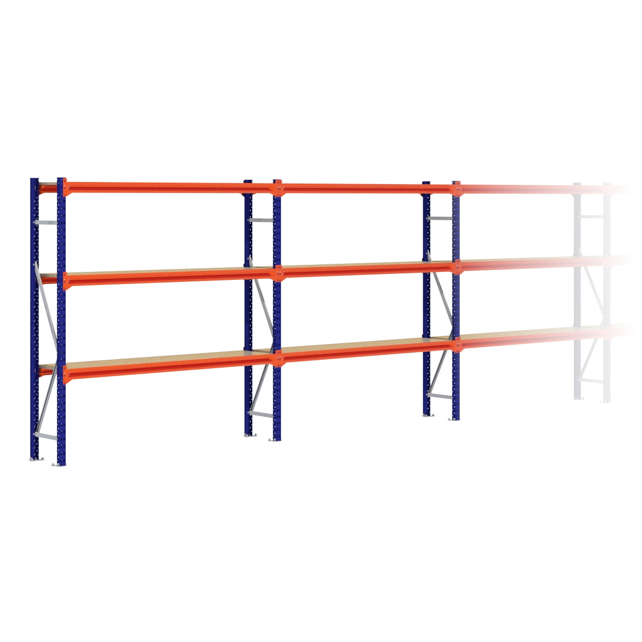 Grootvakstelling 2.000 mm x 15.300 mm x 400 mm (HxLxD) - 3 niveaus