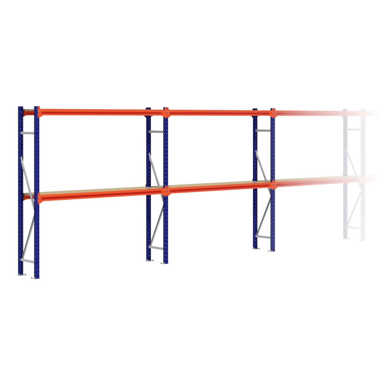 Grootvakstelling 2.000 mm x 17.200 mm x 400 mm (HxLxD) - 2 niveaus