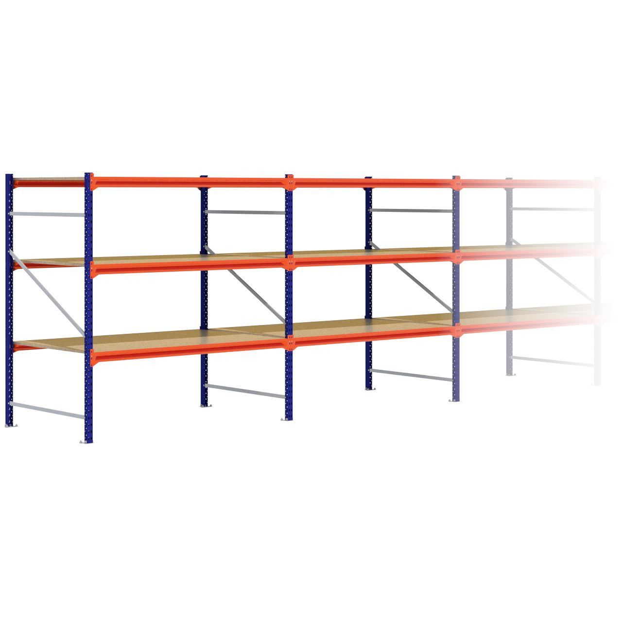Grootvakstelling 2.000 mm x 17.200 mm x 1.200 mm (HxLxD) - 3 niveaus