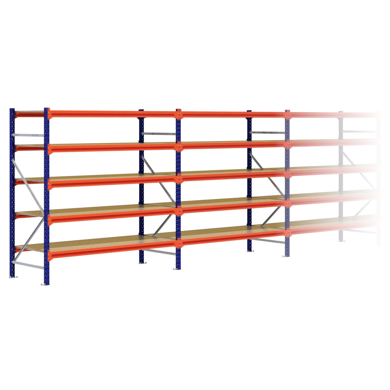 Grootvakstelling 2.000 mm x 17.200 mm x 800 mm (HxLxD) - 5 niveaus