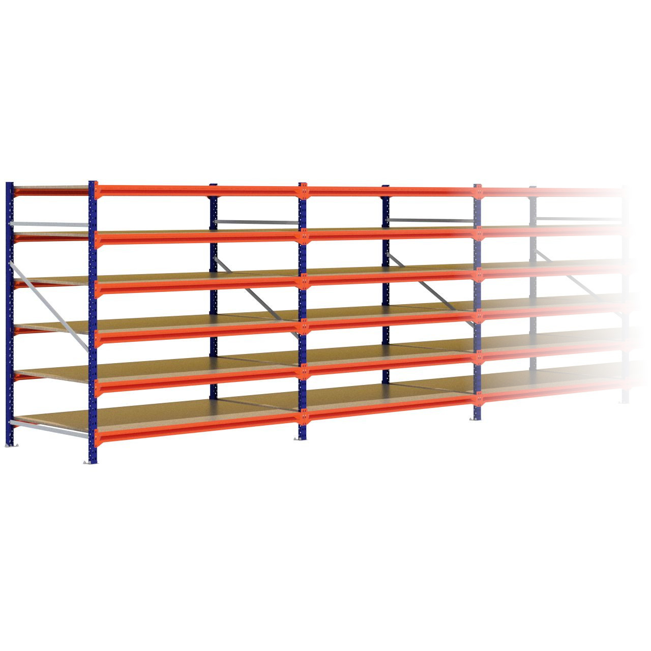 Grootvakstelling 2.000 mm x 19.100 mm x 1.200 mm (HxLxD) - 6 niveaus