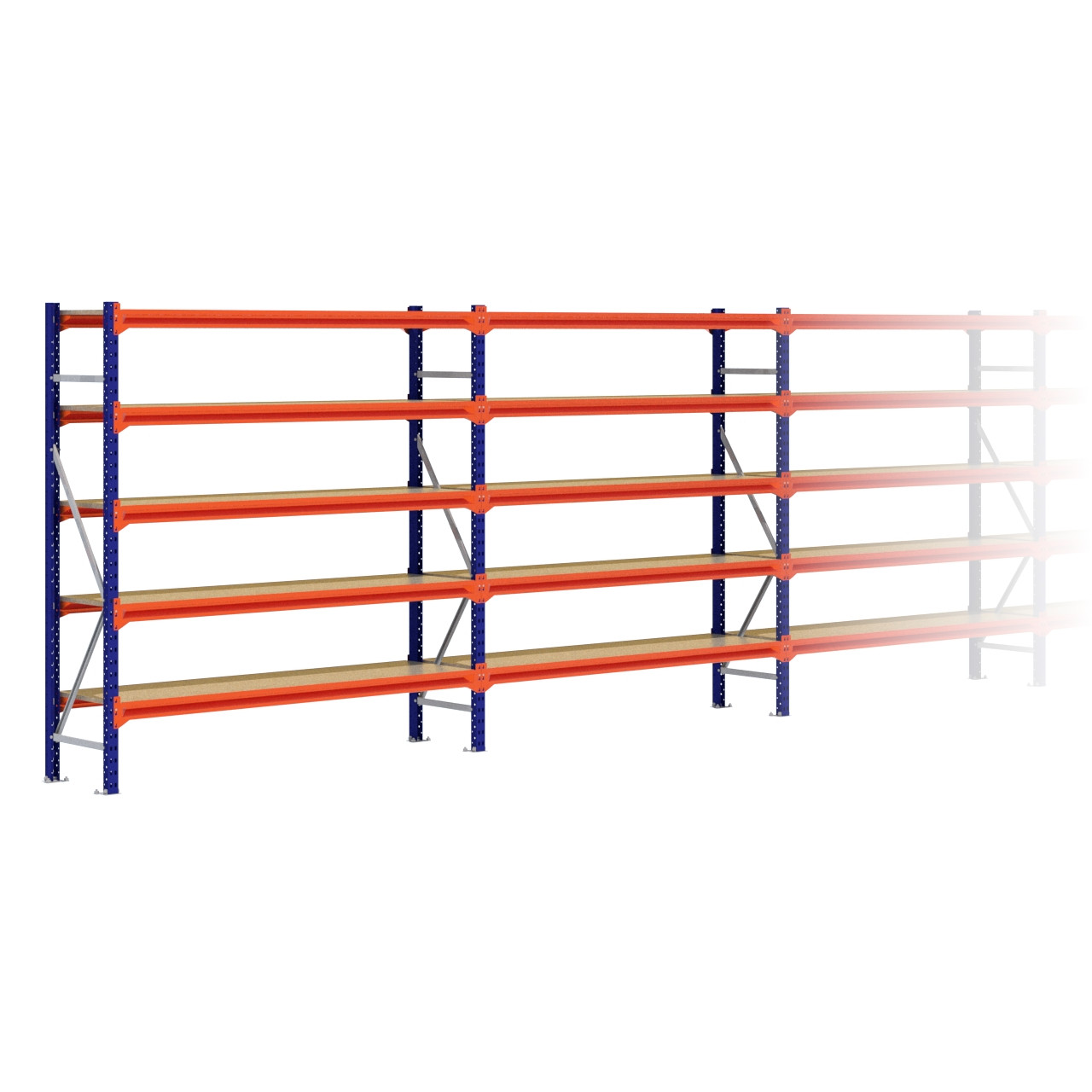 Grootvakstelling 2.000 mm x 11.500 mm x 1.000 mm (HxLxD) - 4 niveaus