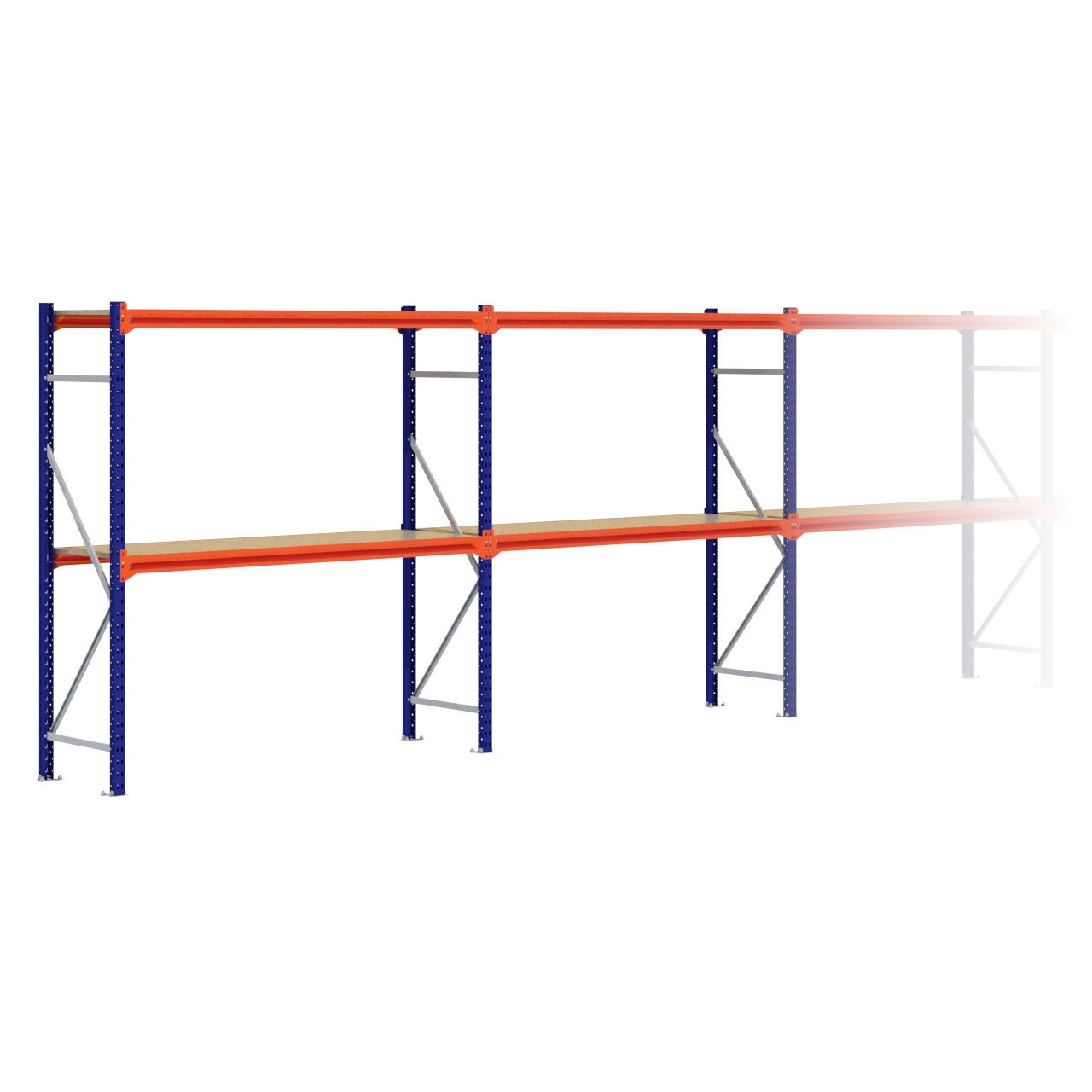 Grootvakstelling 2.000 mm x 11.500 mm x 600 mm (HxLxD) - 2 niveaus