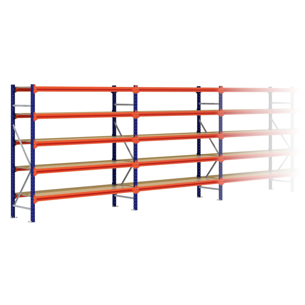 Grootvakstelling 2.000 mm x 11.500 mm x 600 mm (HxLxD) - 5 niveaus