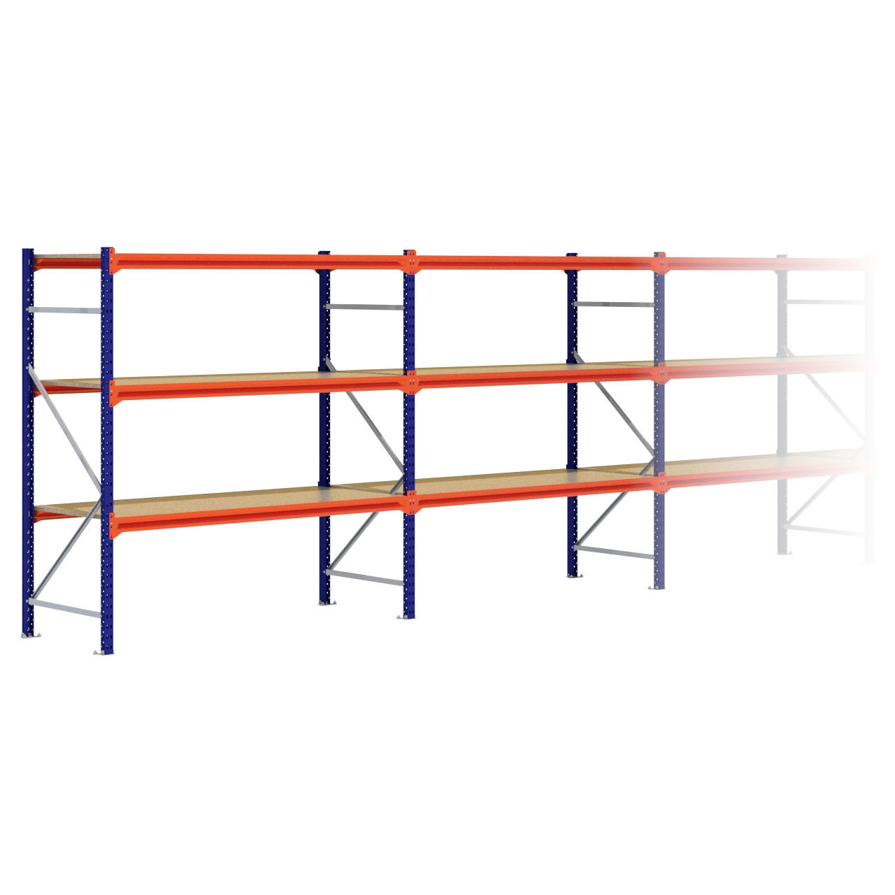 Grootvakstelling 2.000 mm x 11.500 mm x 800 mm (HxLxD) - 3 niveaus