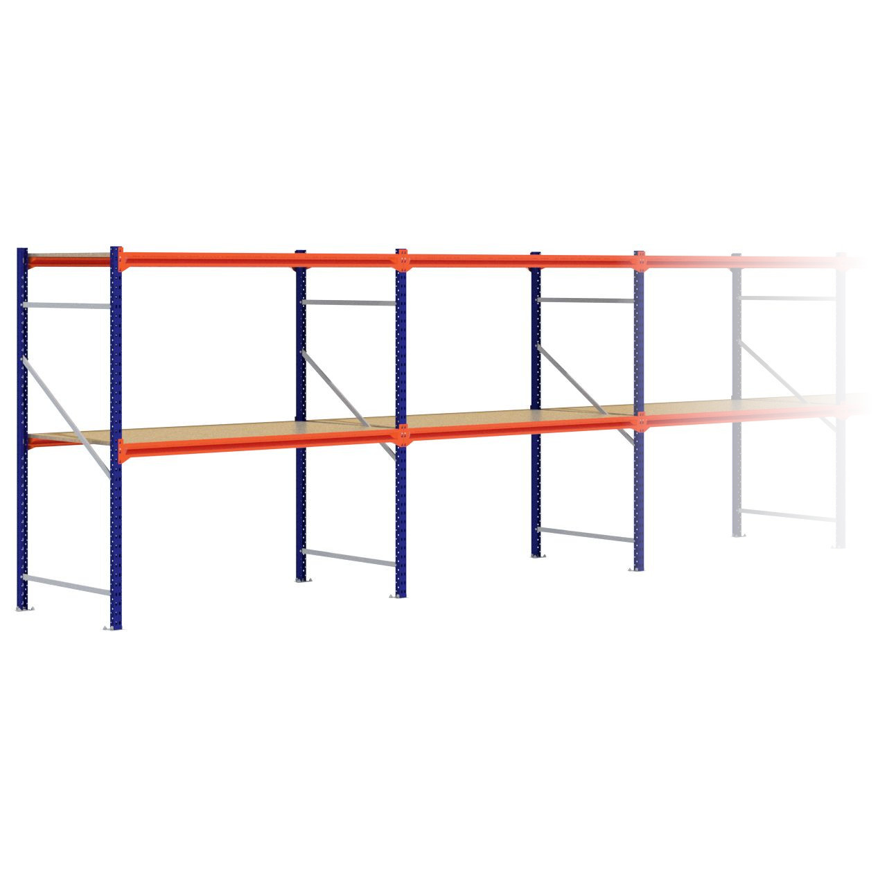 Grootvakstelling 2.000 mm x 11.500 mm x 1.000 mm (HxLxD) - 2 niveaus