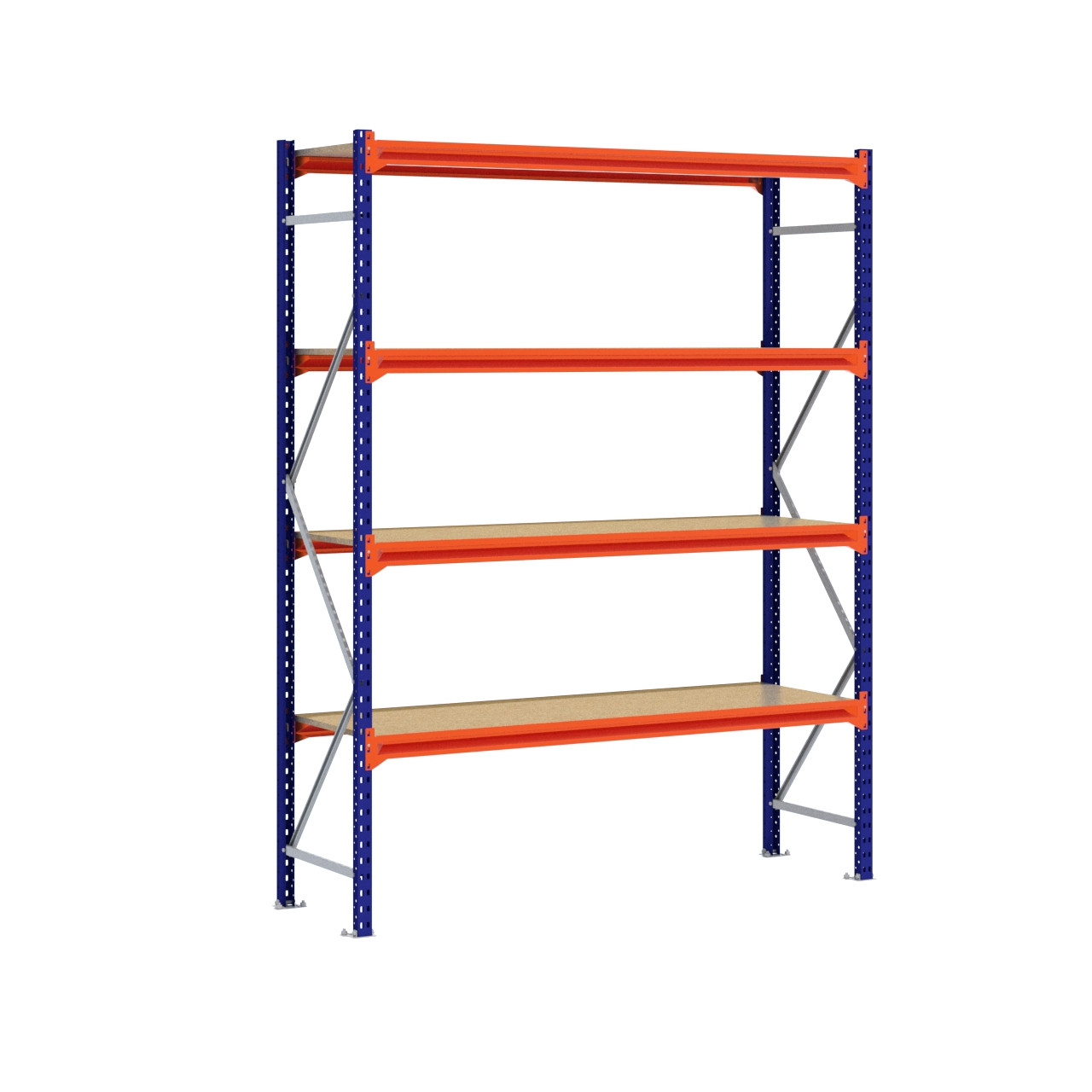 Grootvakstelling 2.500 mm x 2.000 mm x 600 mm (HxLxD) - 4 niveaus (Liggers: 1.850 mm)