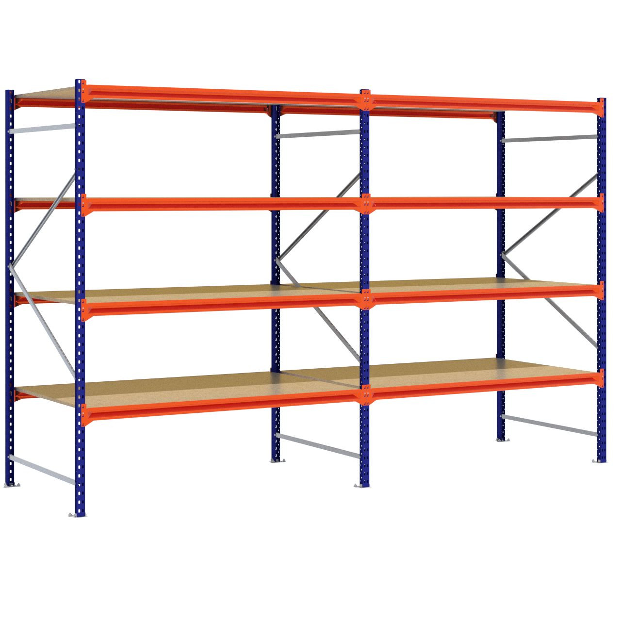 Grootvakstelling 2.500 mm x 3.900 mm x 1.200 mm (HxLxD) - 4 niveaus (Liggers: 1.850 mm)