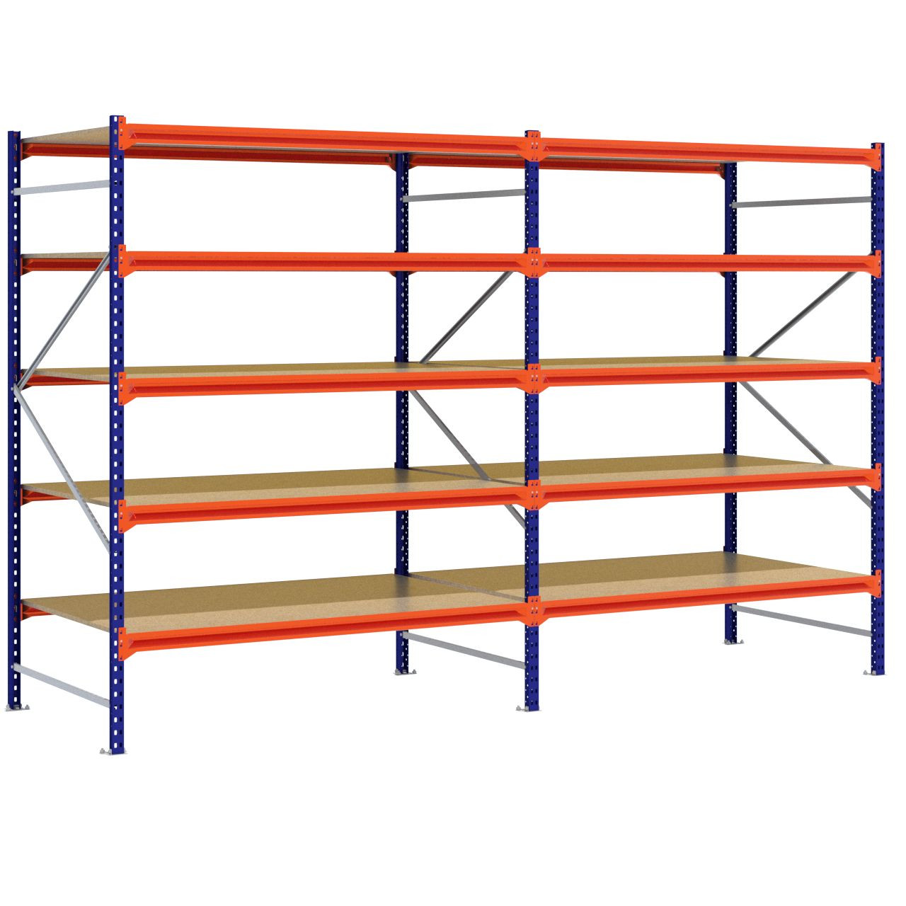 Grootvakstelling 2.500 mm x 3.900 mm x 1.200 mm (HxLxD) - 5 niveaus (Liggers: 1.850 mm)