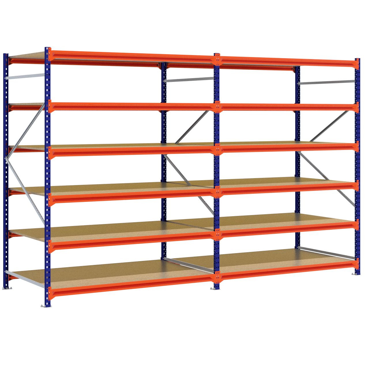 Grootvakstelling 2.500 mm x 3.900 mm x 1.200 mm (HxLxD) - 6 niveaus (Liggers: 1.850 mm)