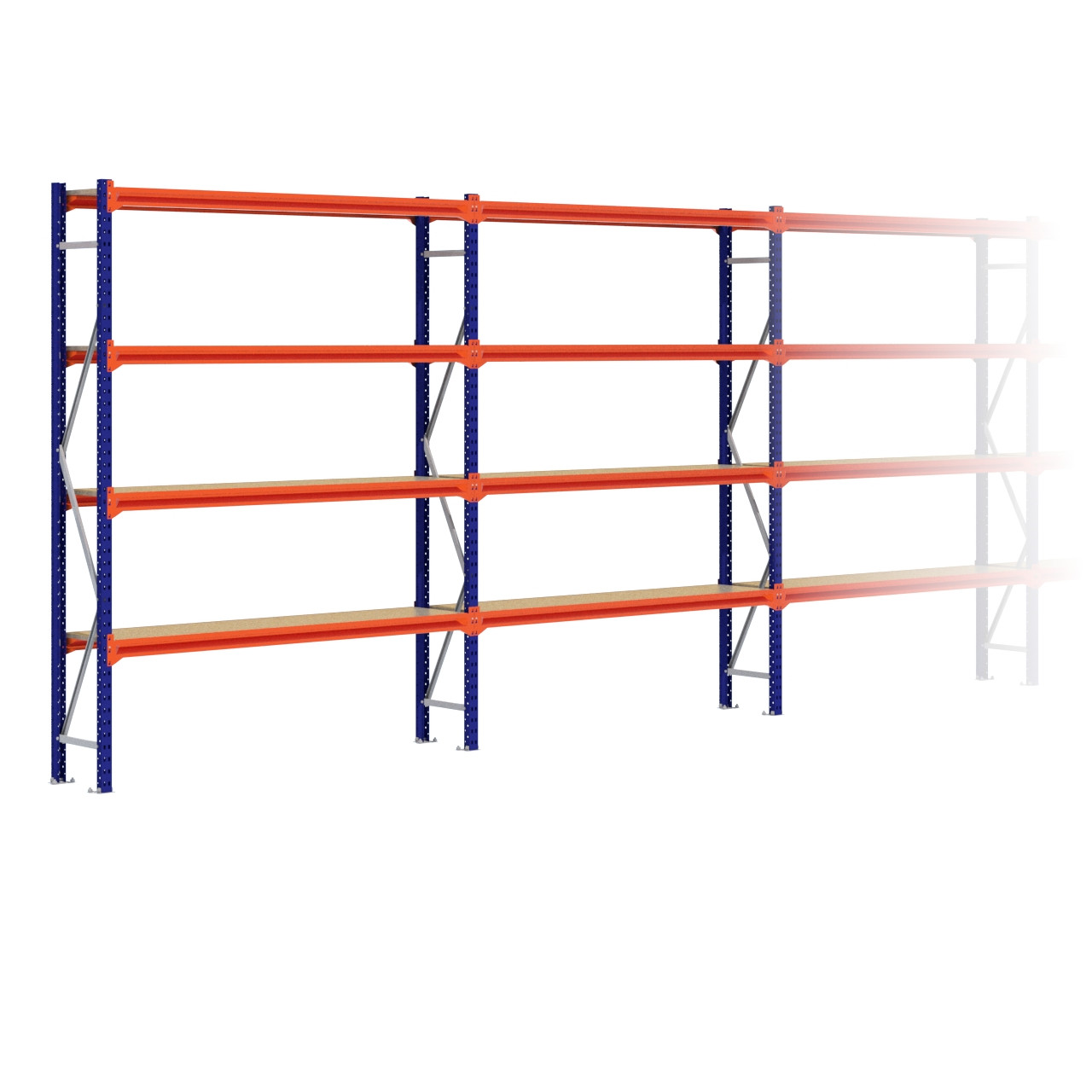 Grootvakstelling 2.500 mm x 9.600 mm x 400 mm (HxLxD) - 4 niveaus